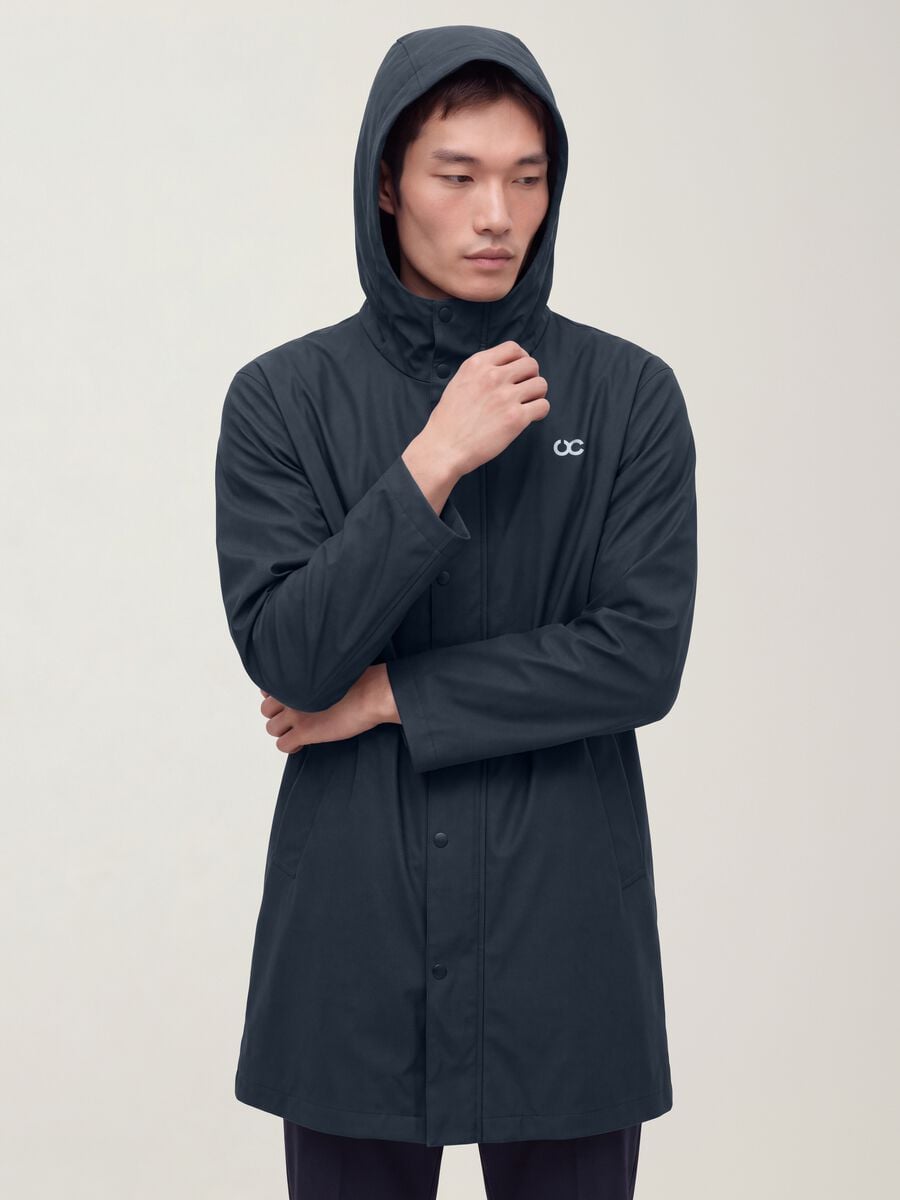 Blue regular-fit raincoat with zip_0