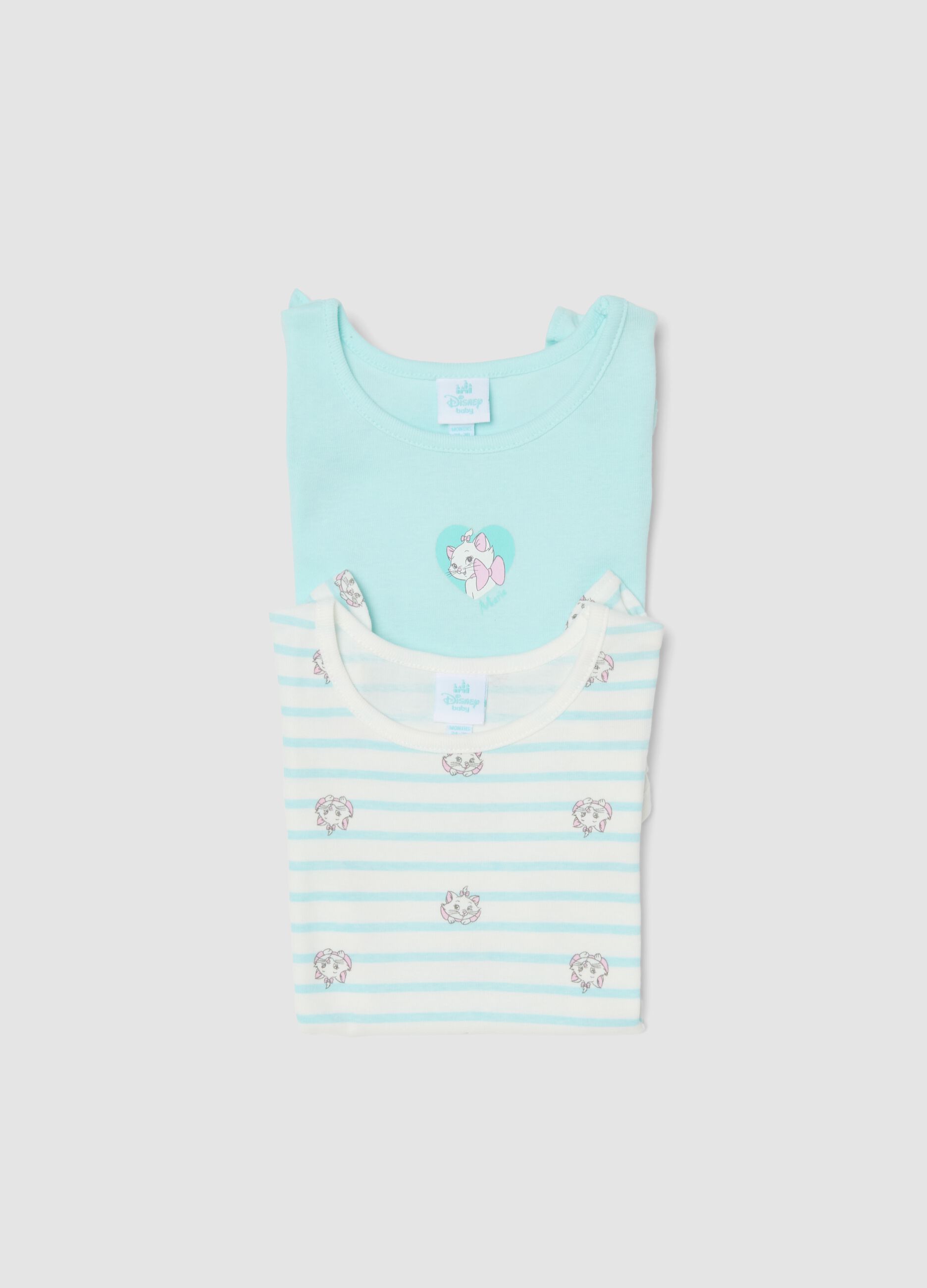 2-pack of sky-blue bodysuits in pure organic cotton