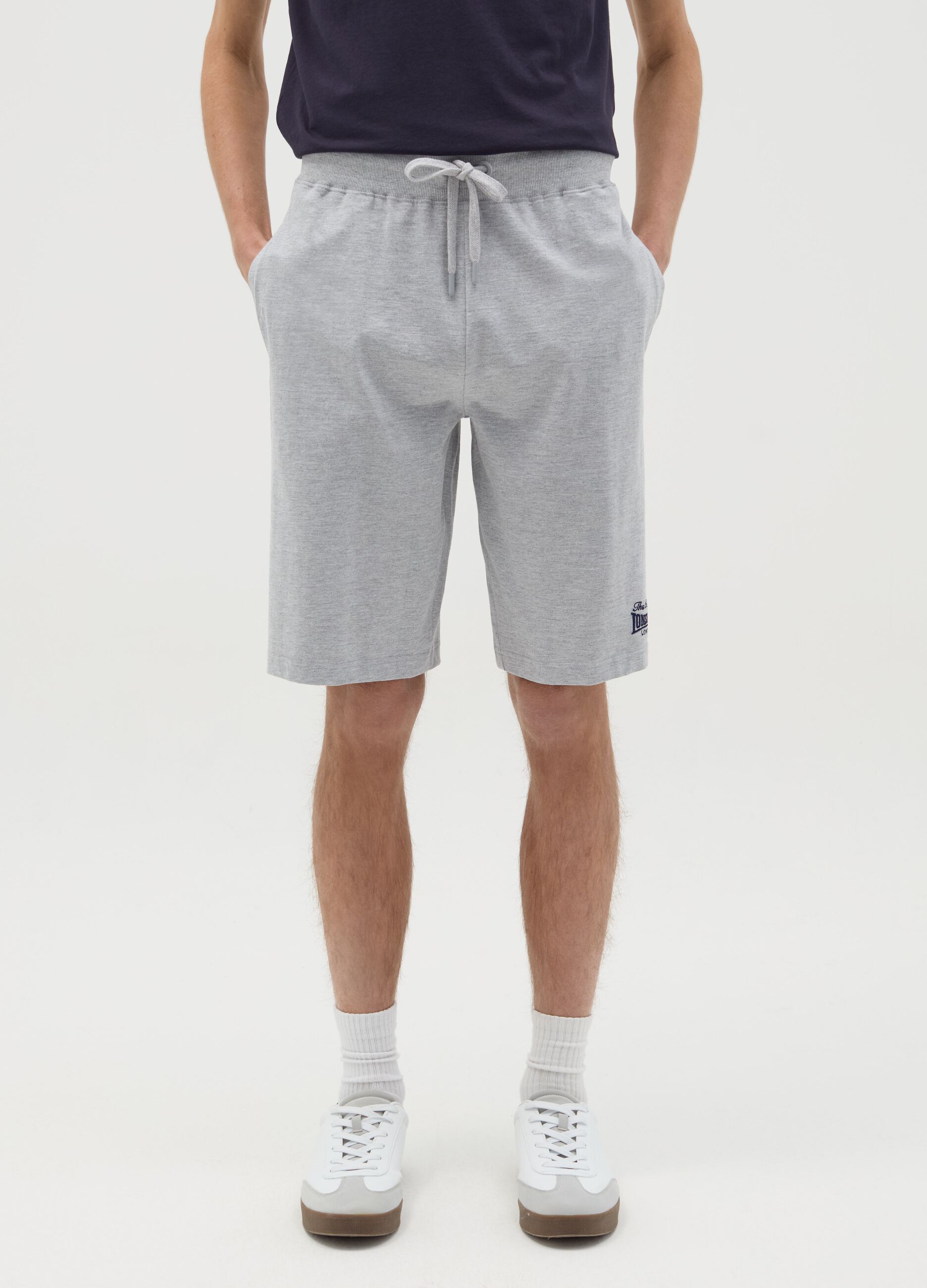 Fleece Bermuda shorts with logo embroidery