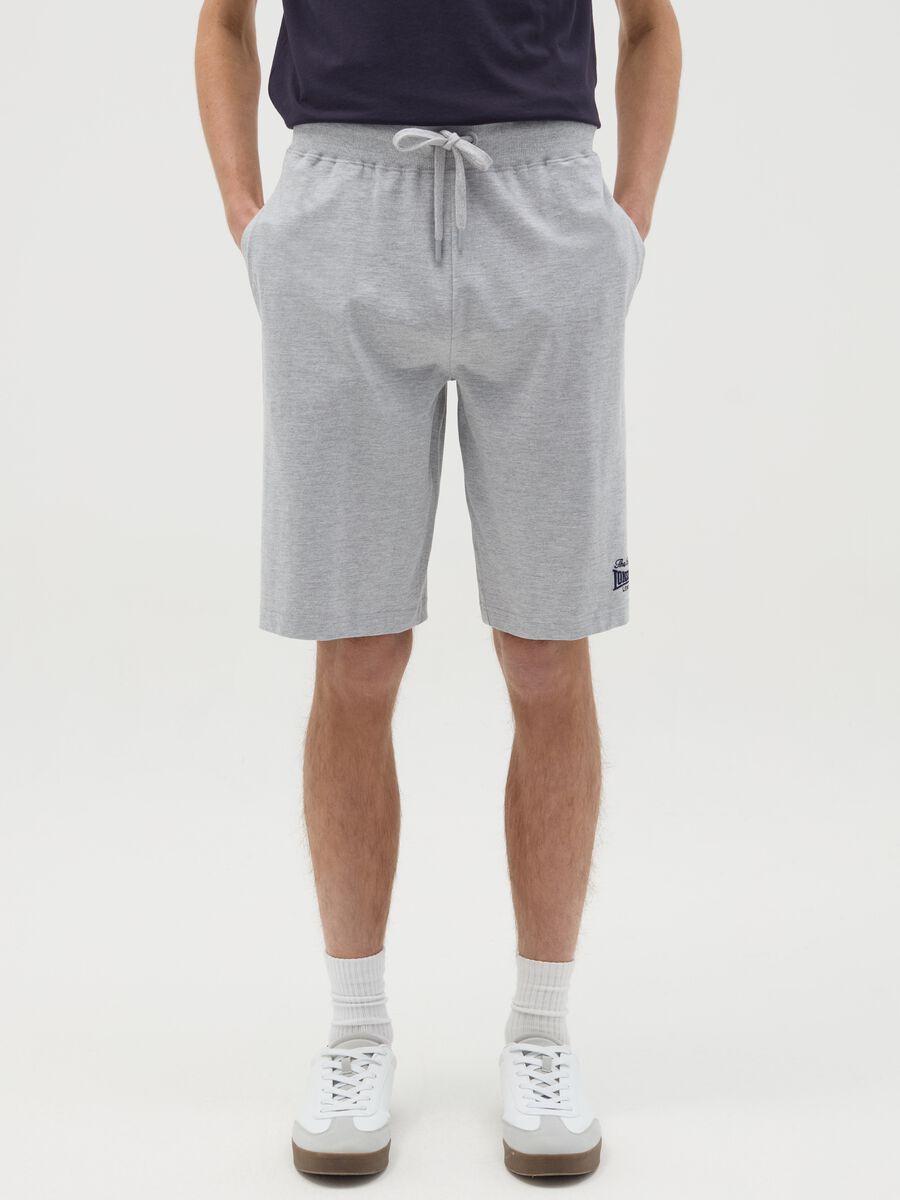 Fleece Bermuda shorts with logo embroidery_1