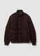 Bomber marrone in puro cotone imbottito regular fit a coste_0