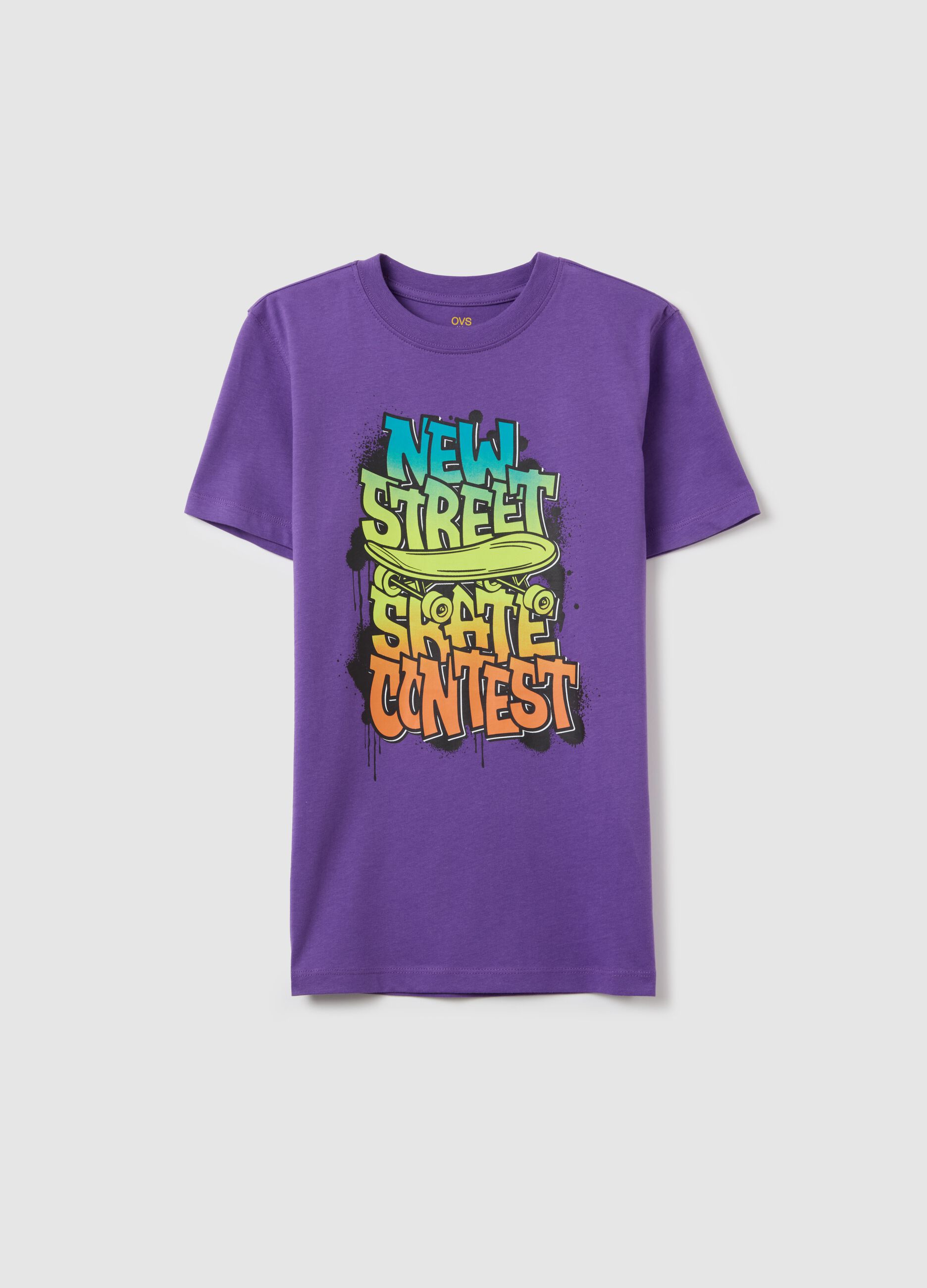 Cotton T-shirt with "New Street Skate Contest" print