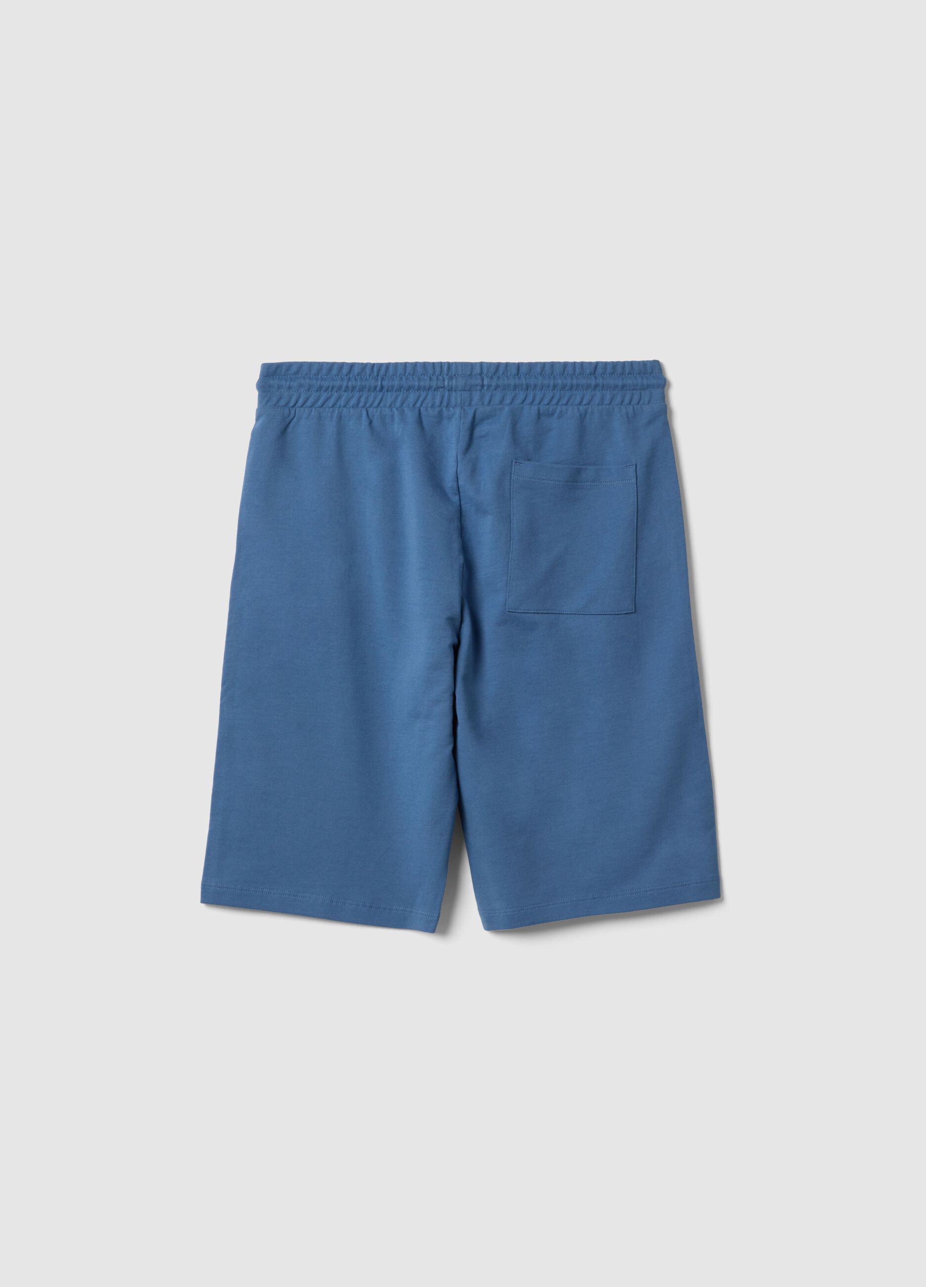 Boys' blue pure cotton shorts, regular fit with print
