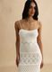 White pure cotton slim fit dress with knit detailing_3