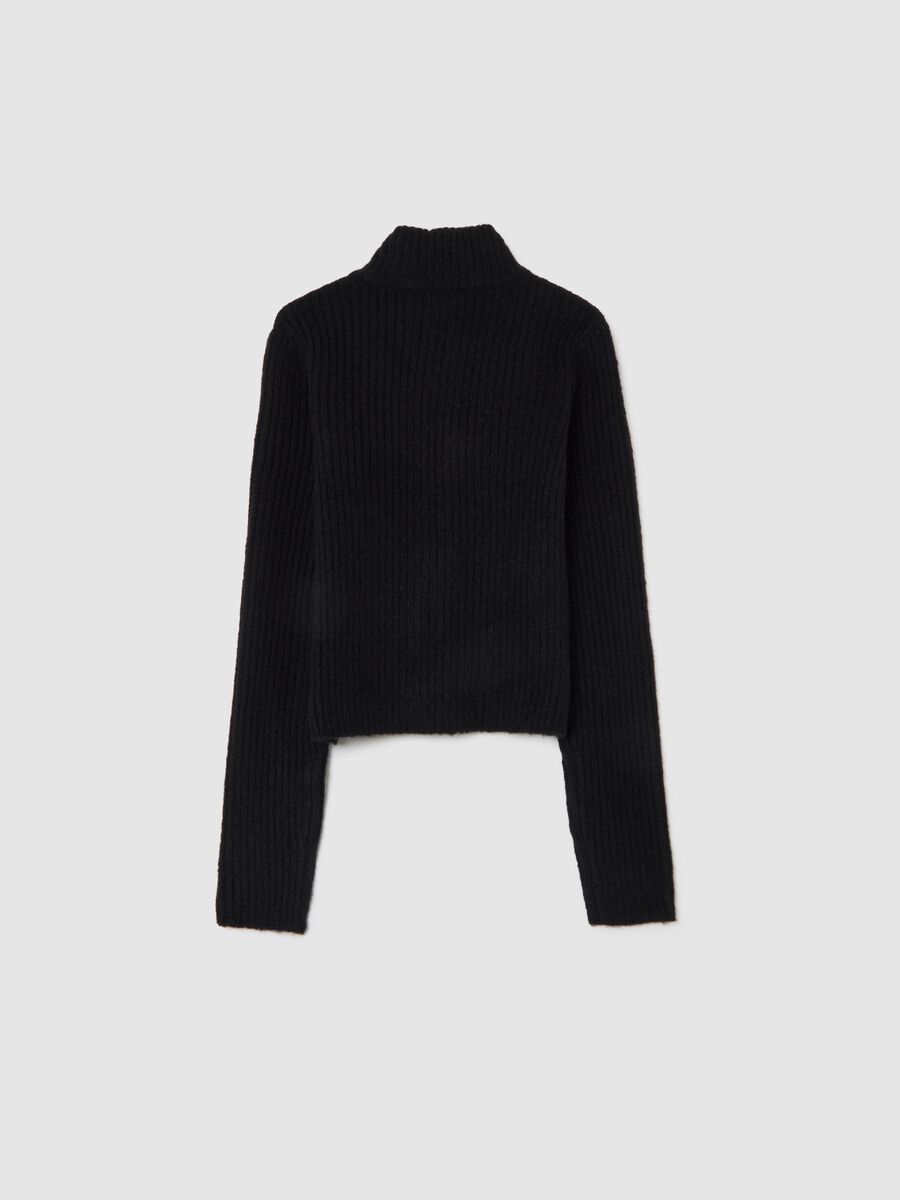 Black Hooded Cardigan for Girls_4