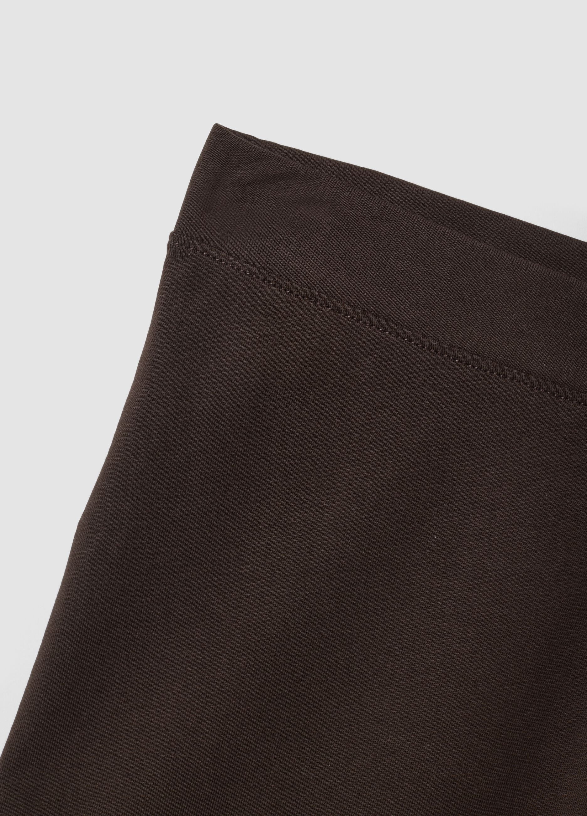 Leggings marroni flare in cotone elasticizzato