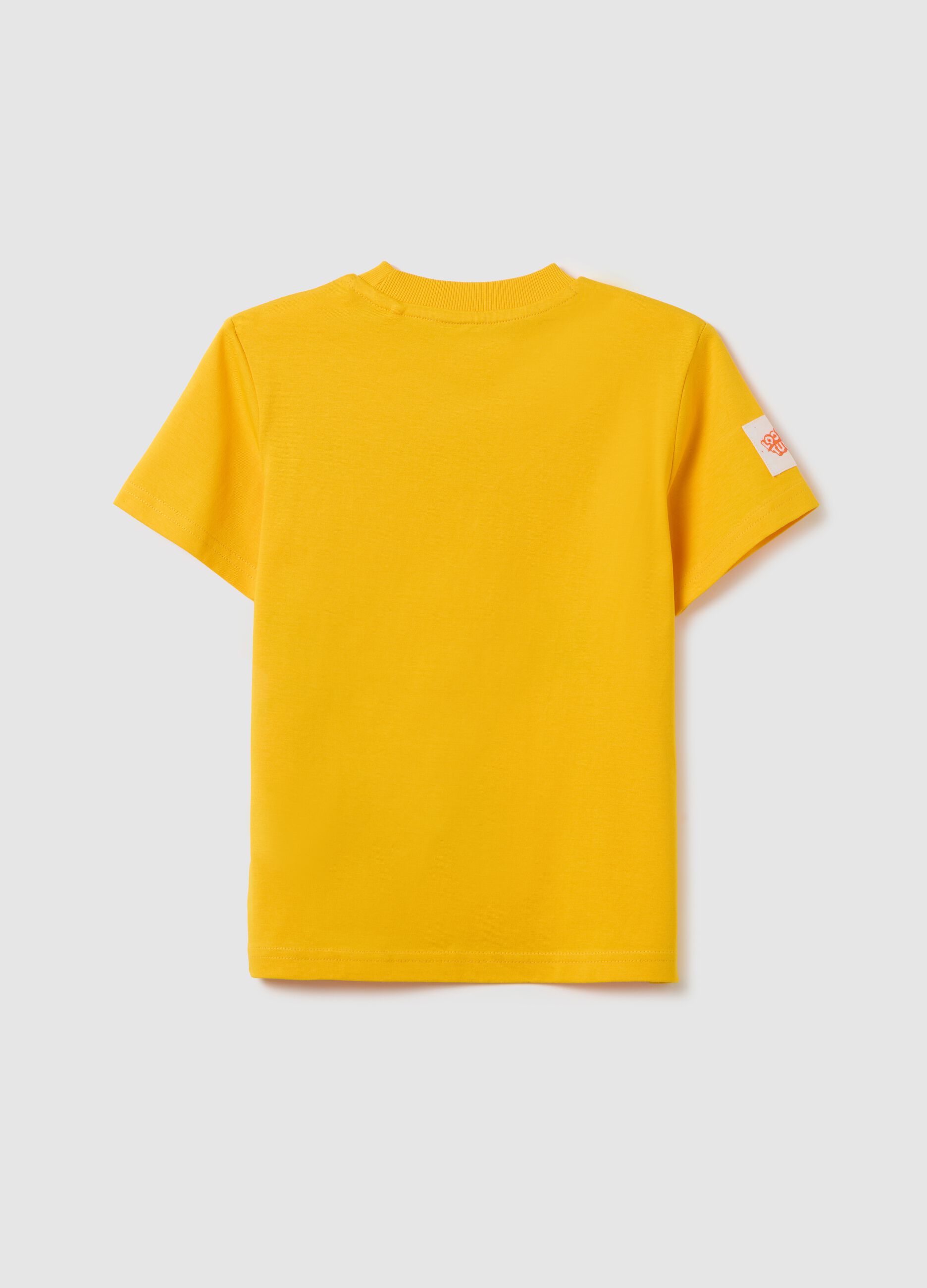 Yellow regular fit pure cotton kids' T-shirt