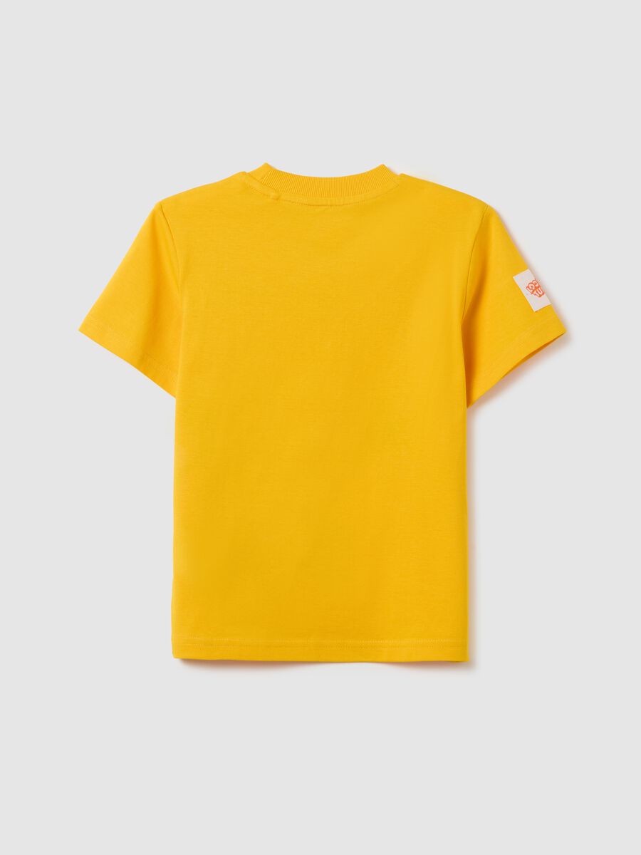 Yellow regular fit pure cotton kids' T-shirt_1