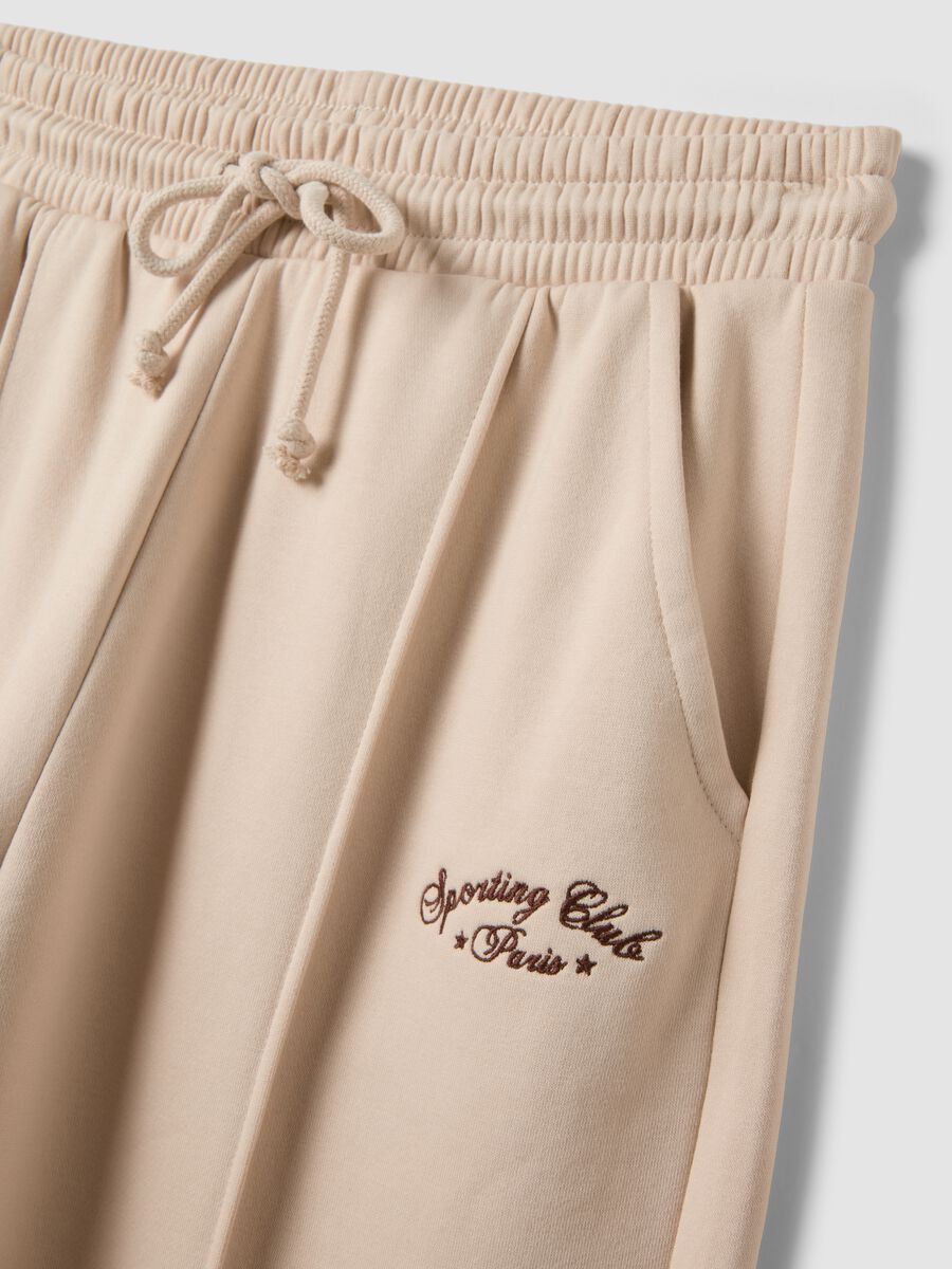 Pantaloni jogger beige in misto cotone straight fit_5