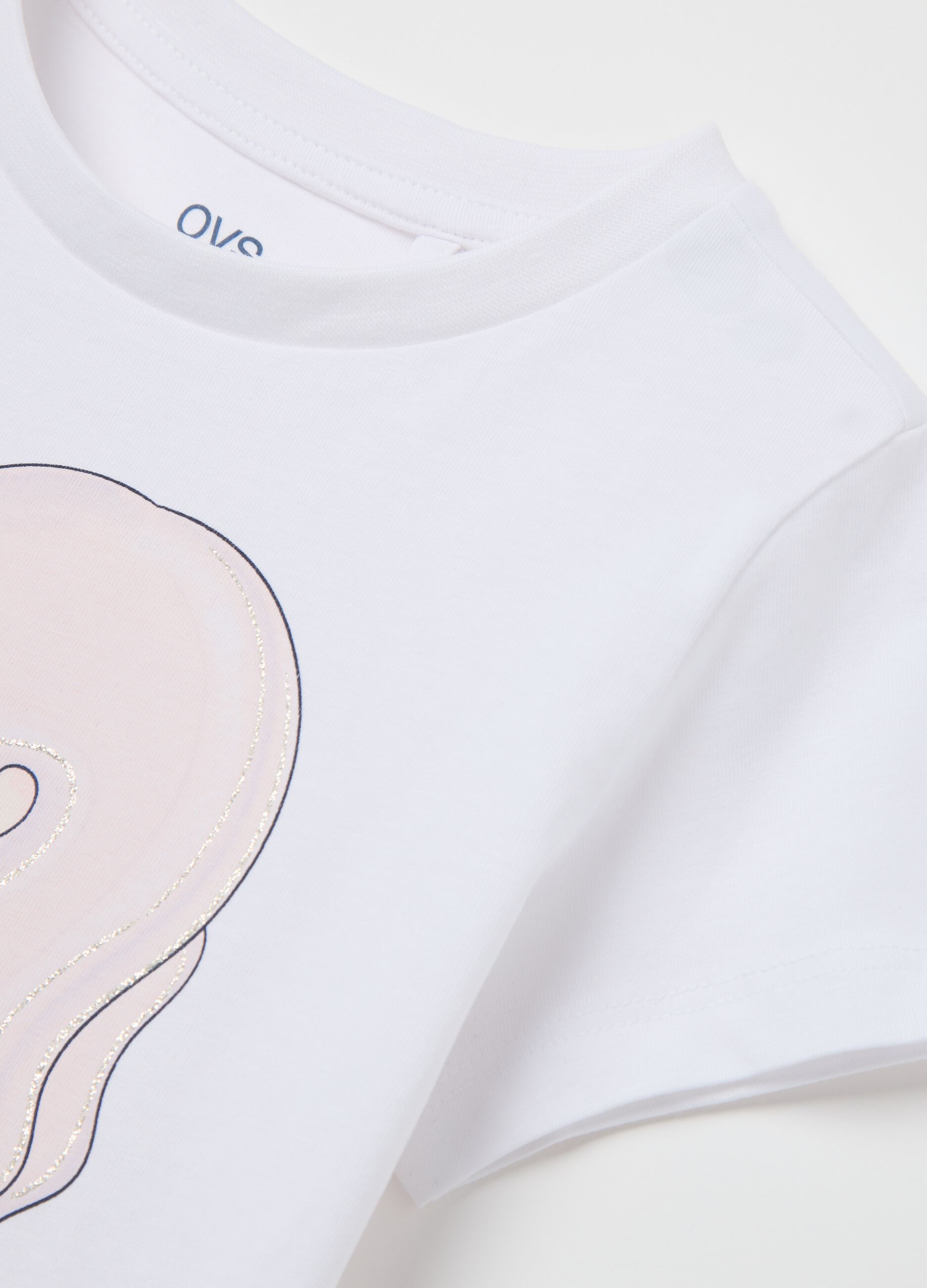 White T-shirt with mermaid and unicorn print OVS Kids