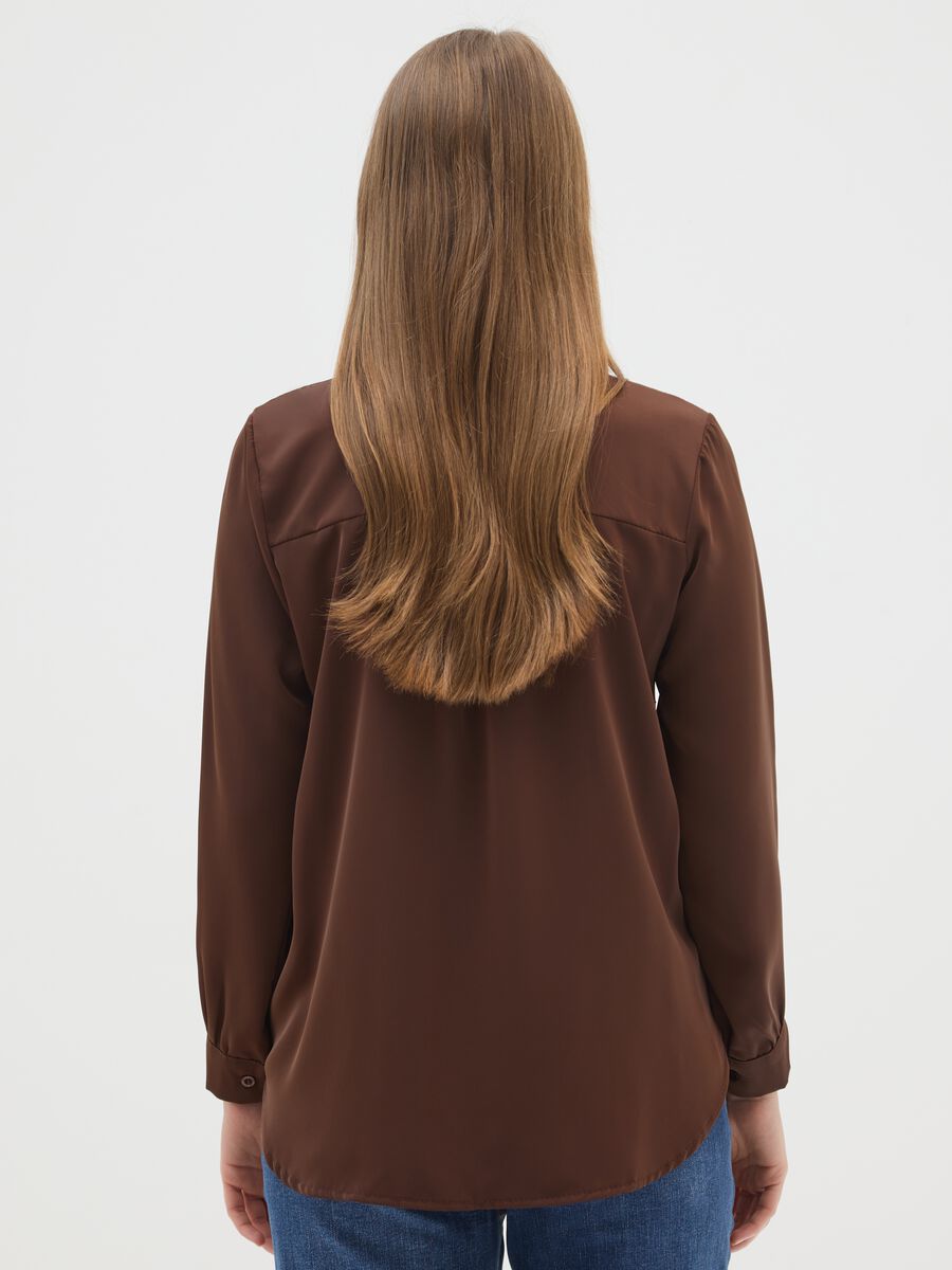 Camicia marrone regular fit con glitter_2