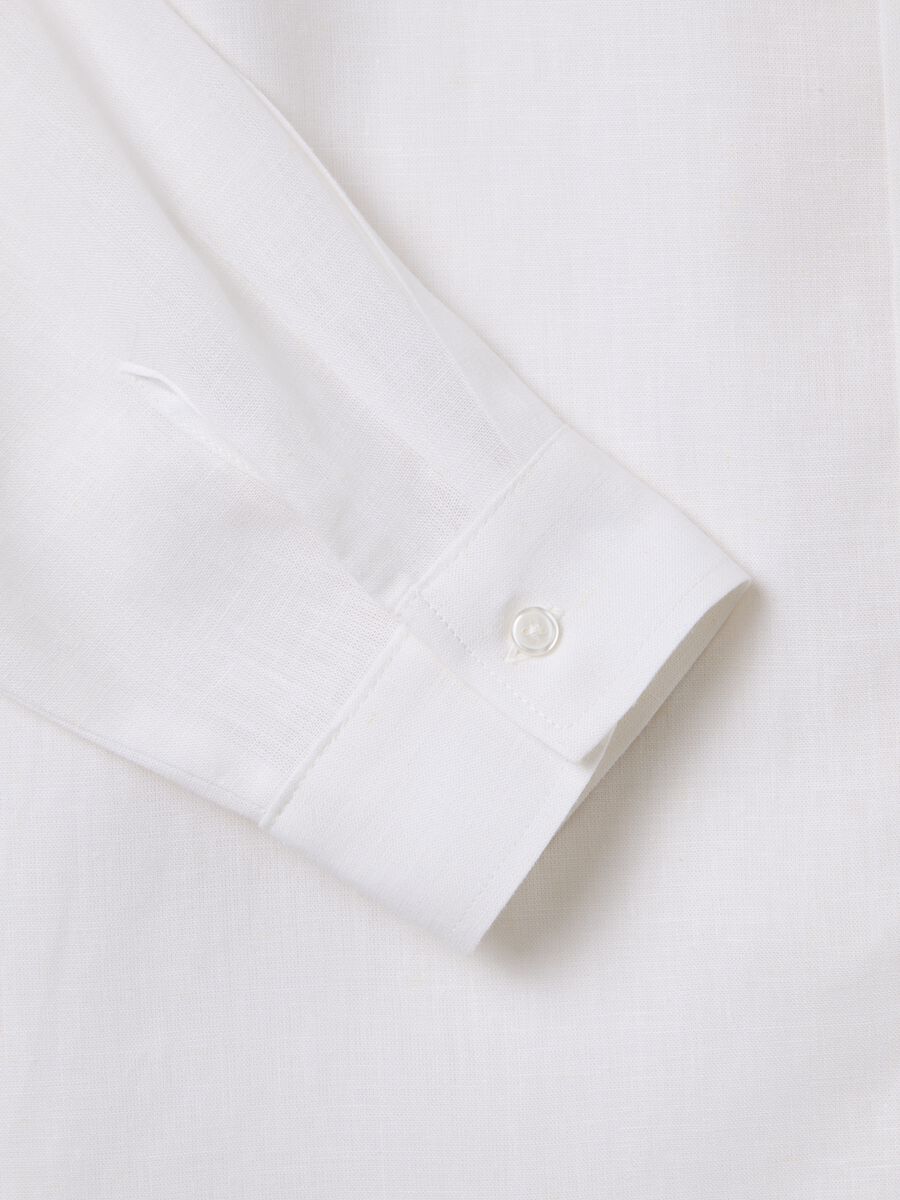 Women's white viscose and linen blend shirt regular fit_5