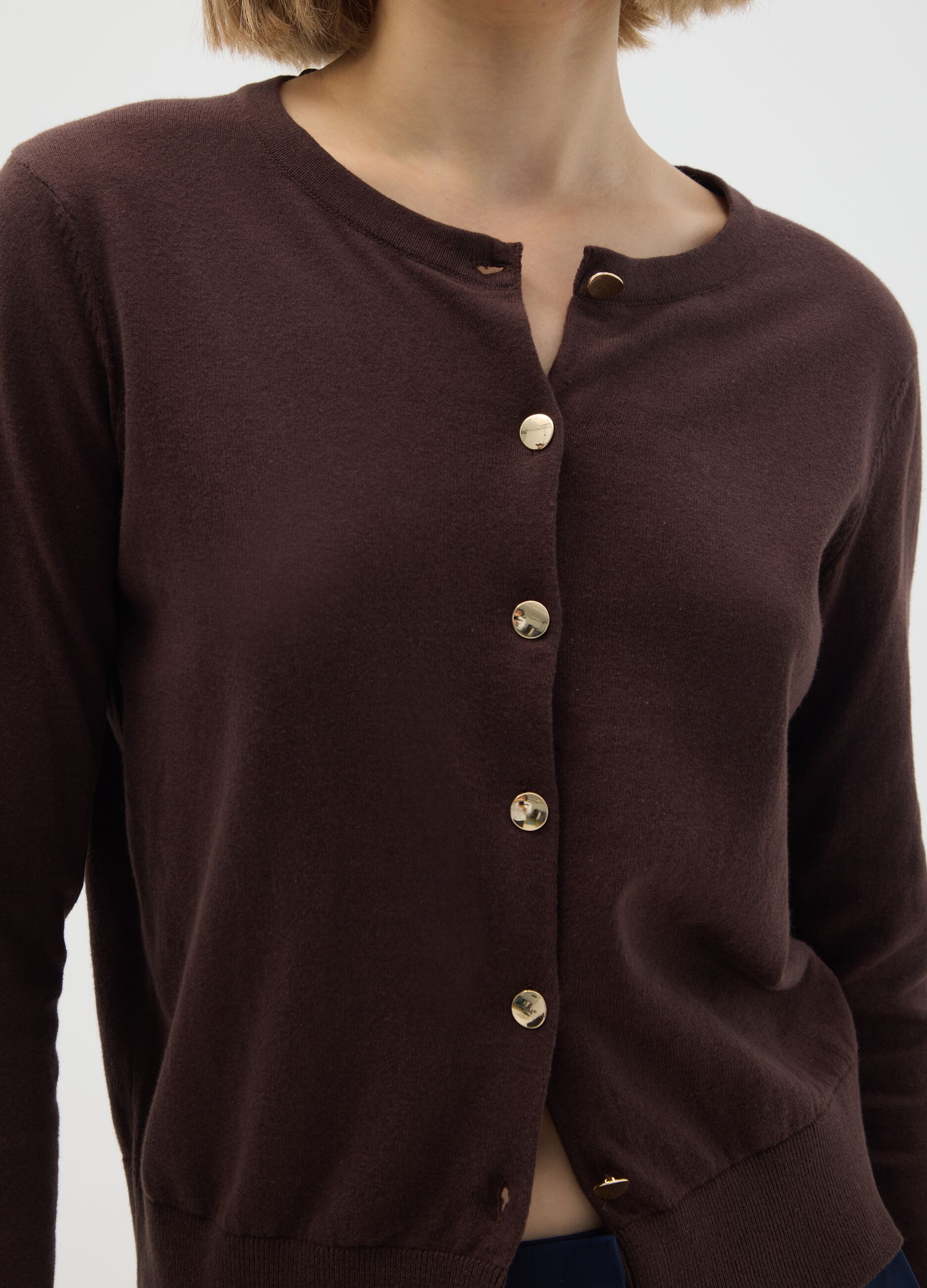 Cardigan in puro cotone marrone regular fit