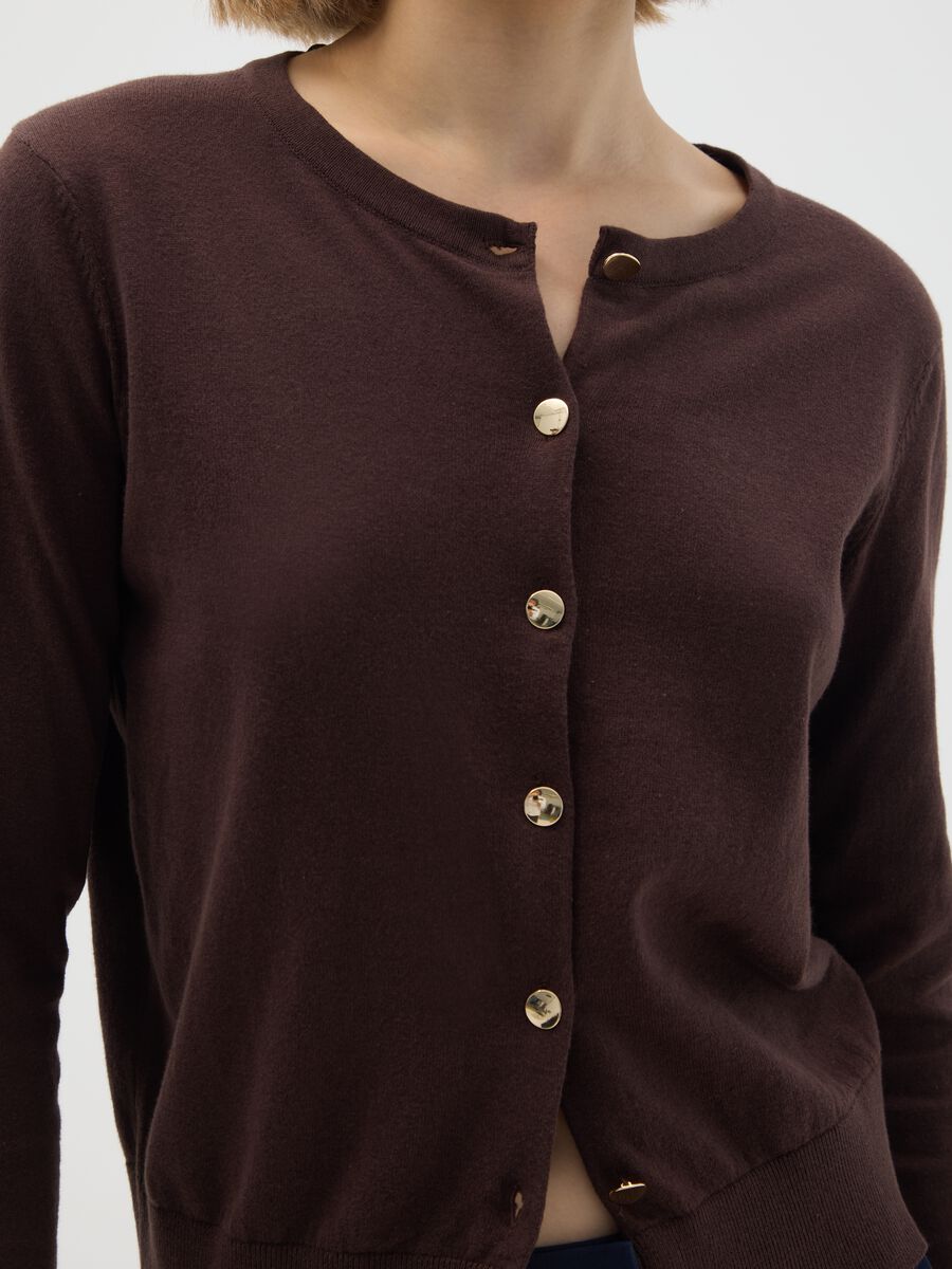 Cardigan in puro cotone marrone regular fit_3