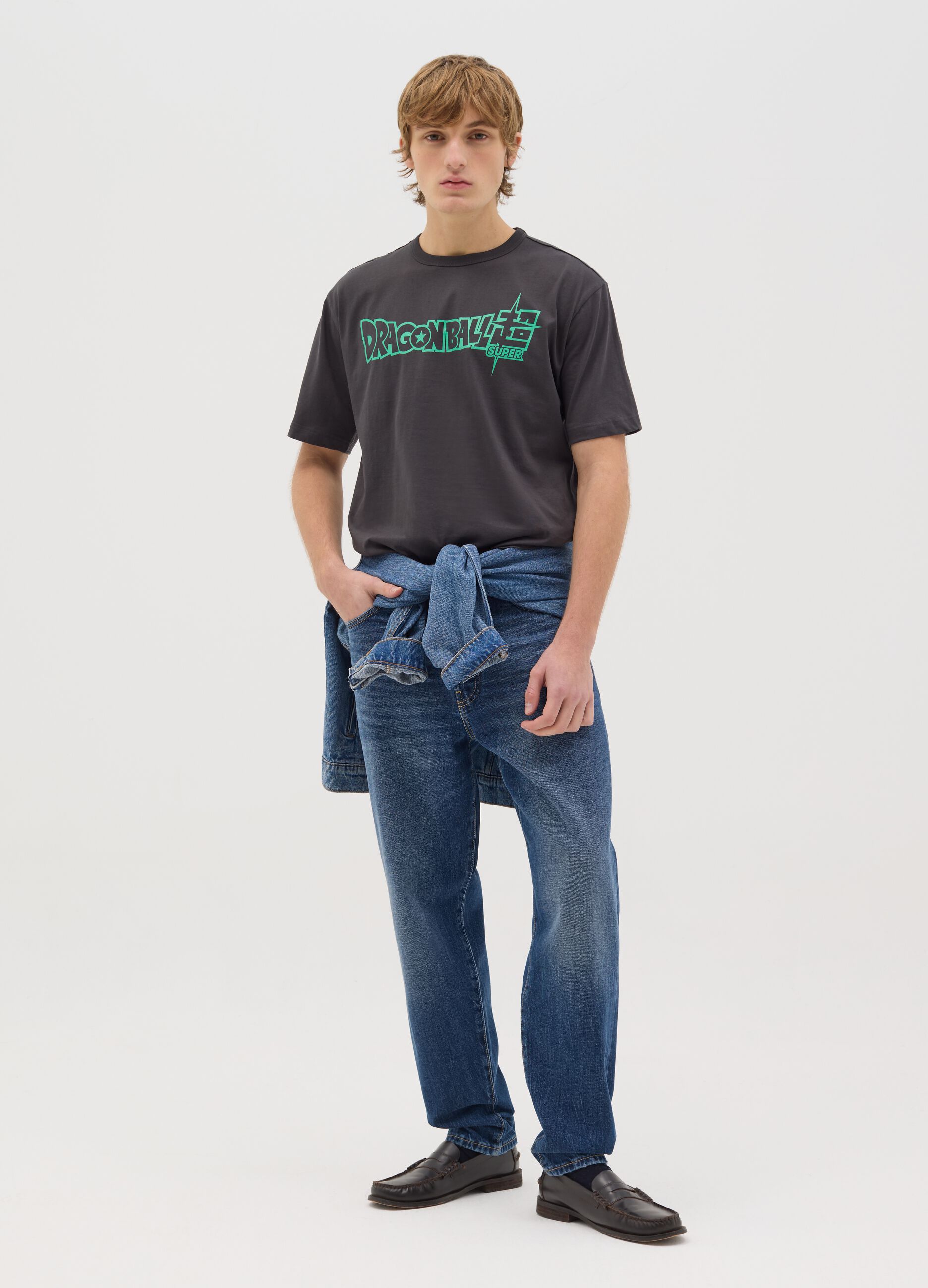 Grey T-shirt with Super Shenron print