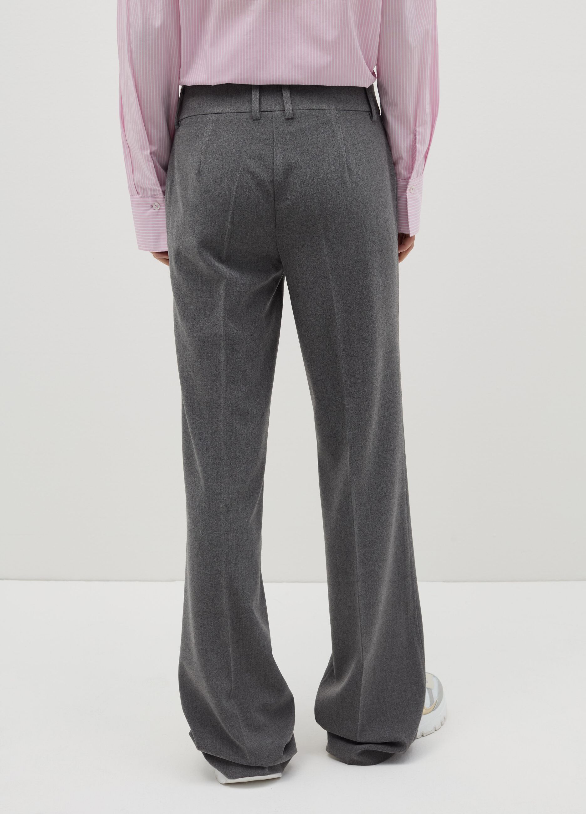 Flare-fit trousers with double button