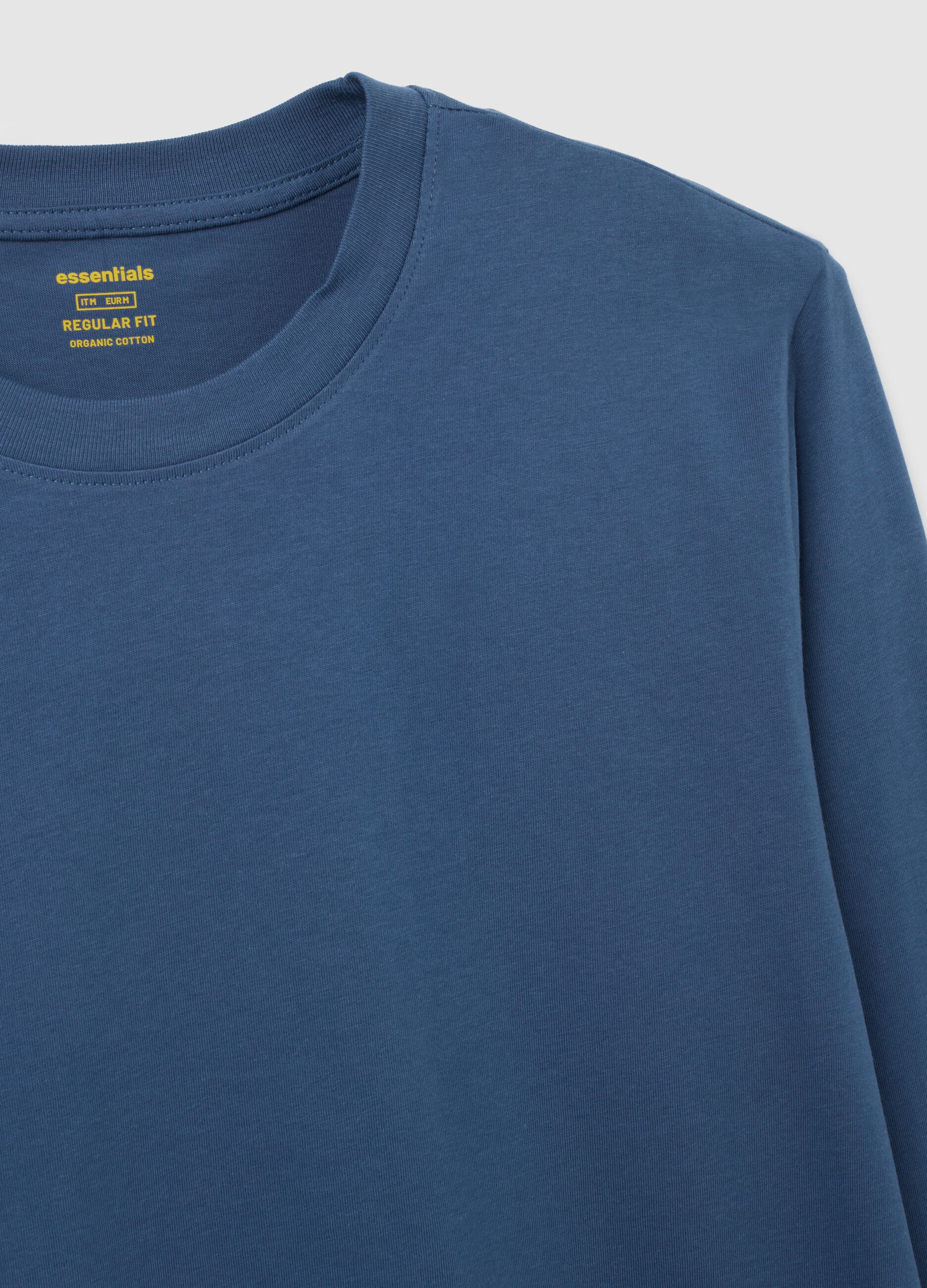 Maglia in puro cotone blu regular fit