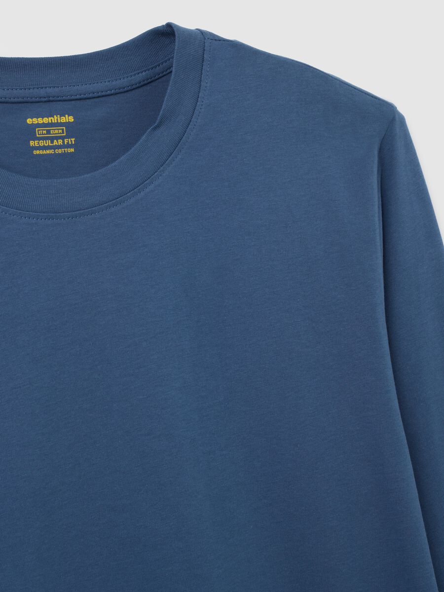 Maglia in puro cotone blu regular fit_1