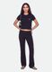 Black pure cotton crop T-shirt with crew neck and print_1
