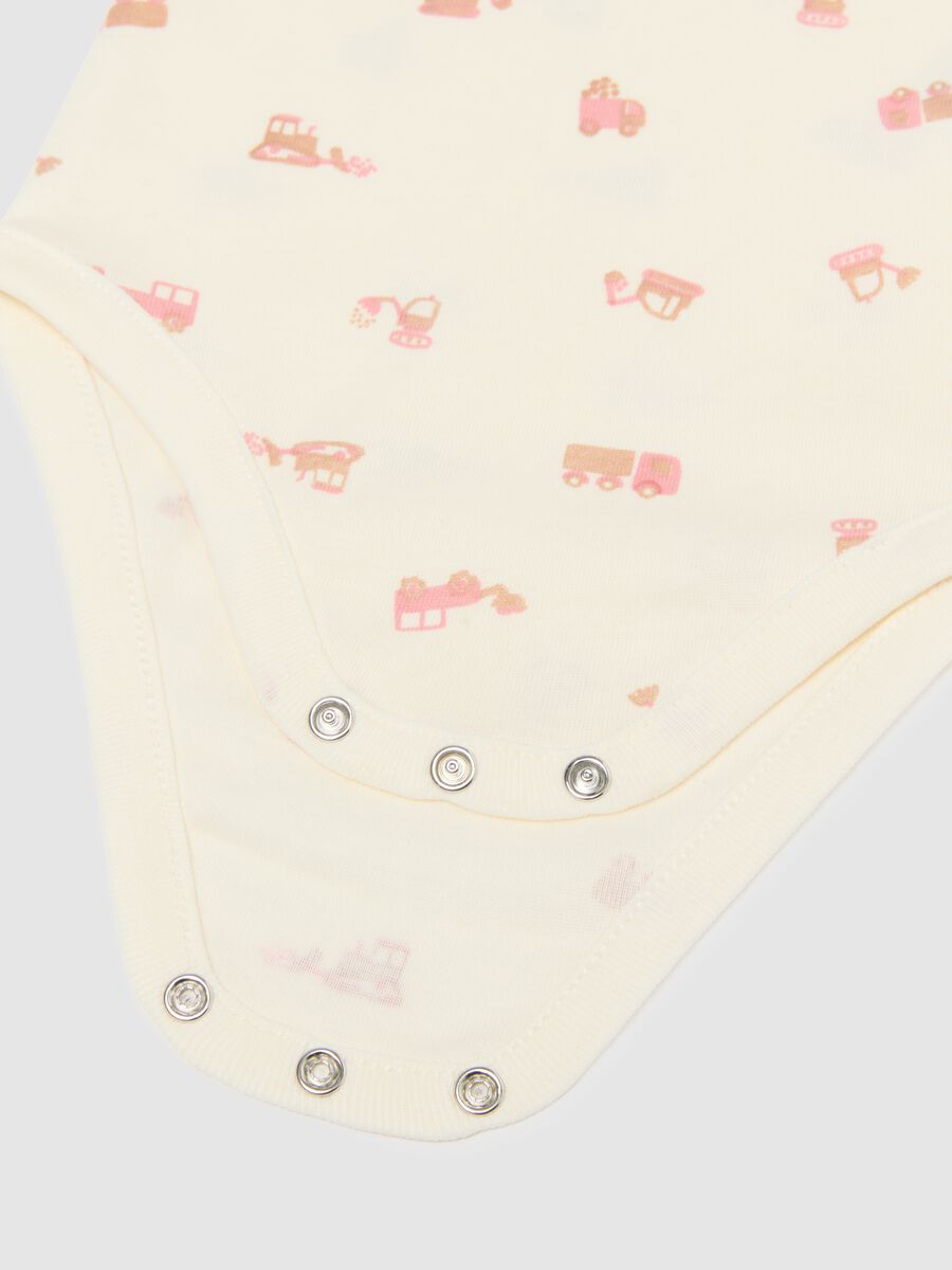 Multi-coloured short sleeve baby bodysuit tripack in pure cotton_2