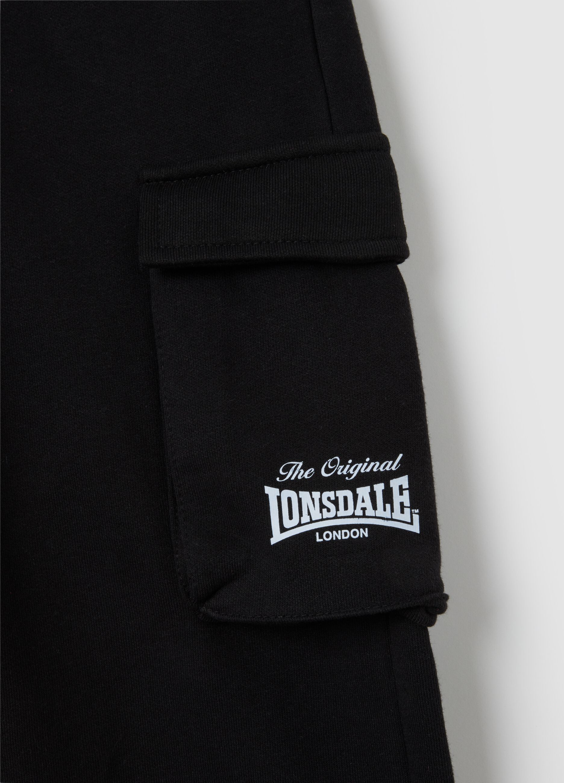Black cotton cargo trousers regular fit