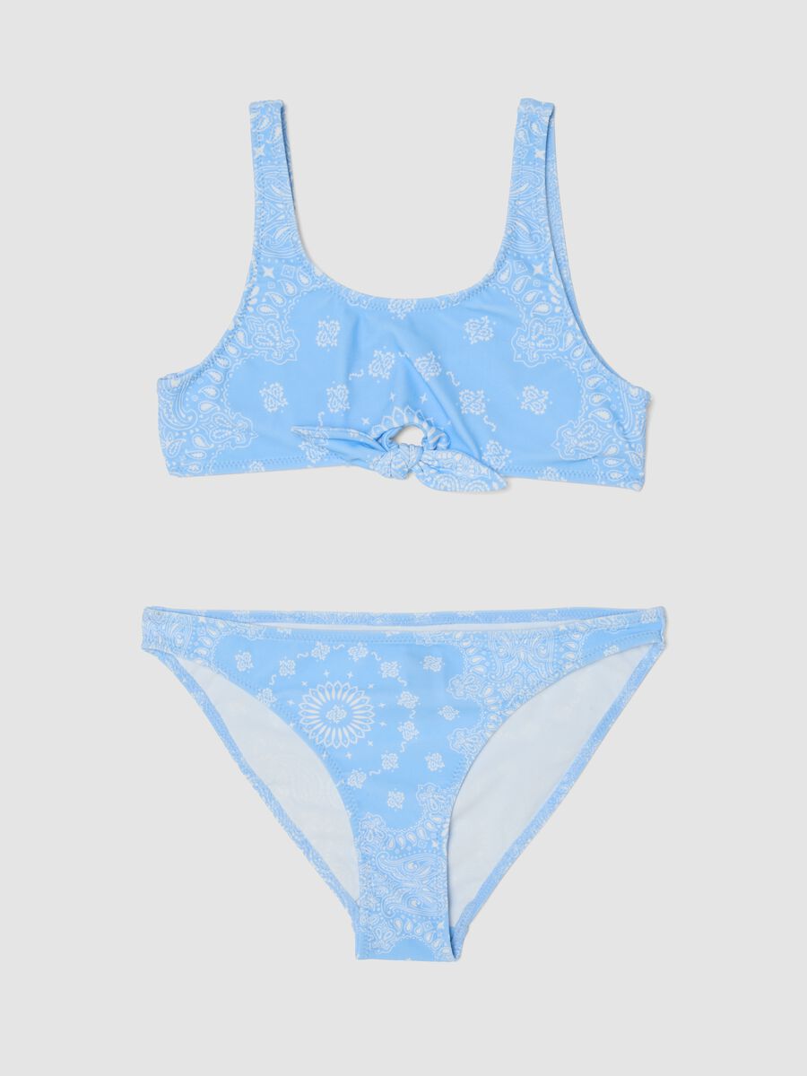 Girls&rsquo; blue stretch bikini with paisley print_0