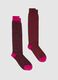 Twin pack of long burgundy cotton stretch socks_0