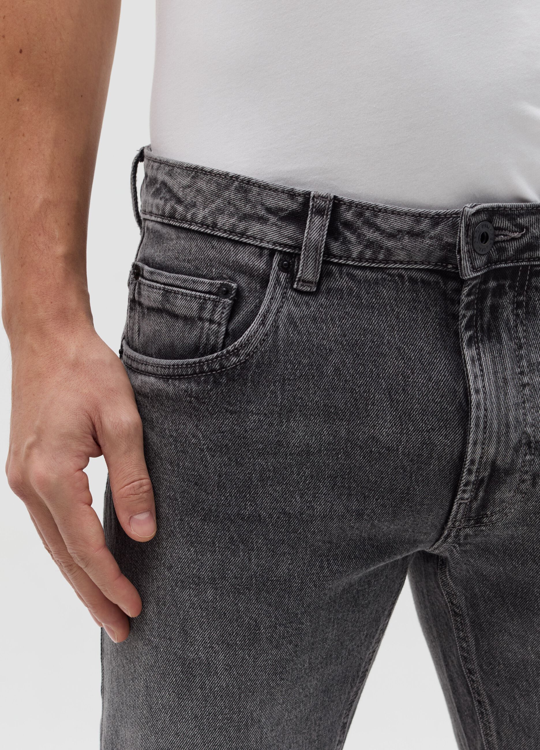 Slim-fit acid-wash jeans