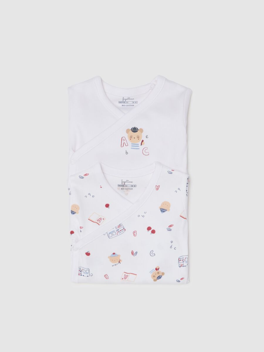 White and Multicolour Cotton Newborn Bodysuit Twin Pack_3