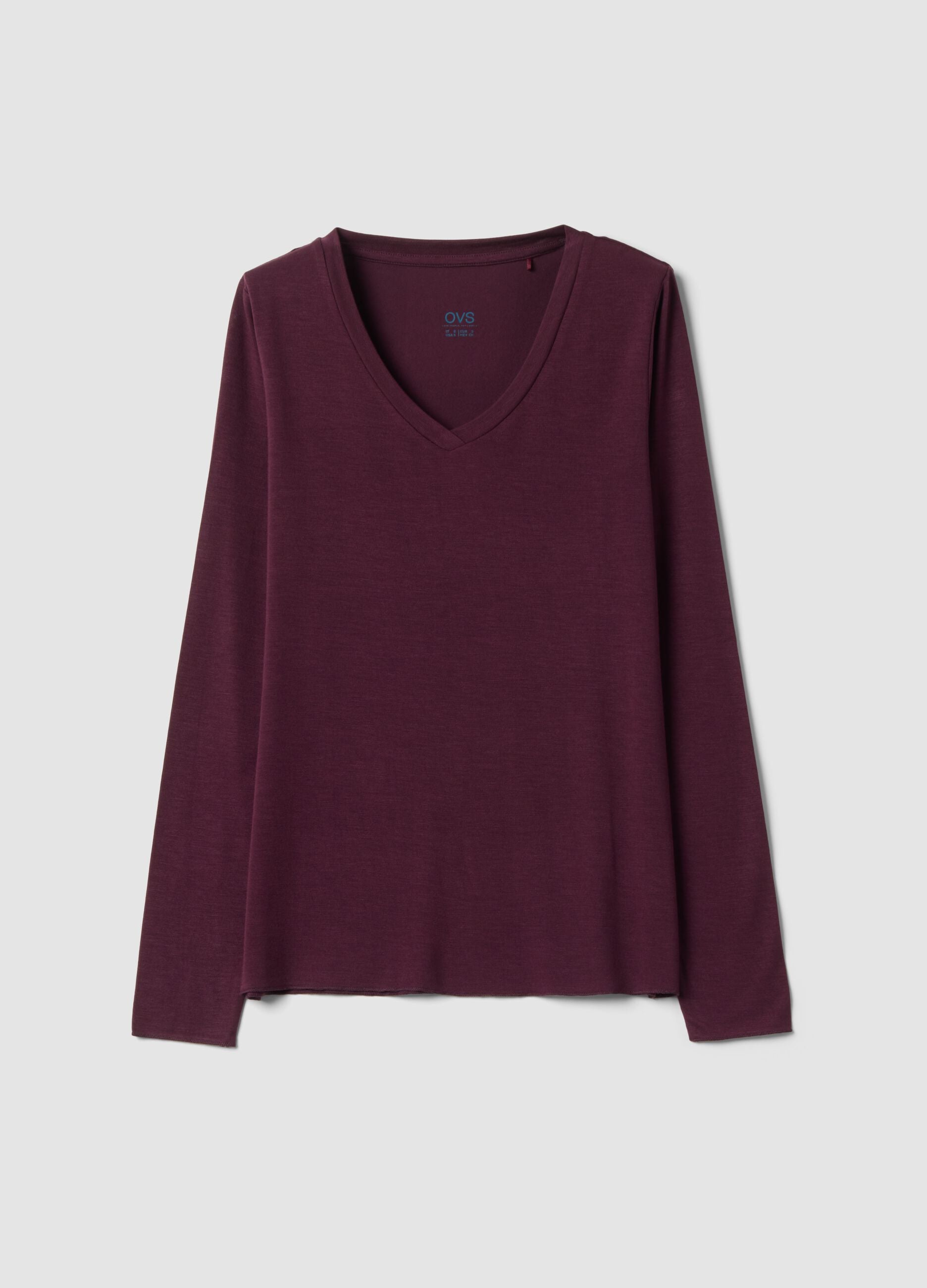 T-shirt viola in modal elasticizzato con girocollo regular fit