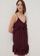 Purple mini dress with ruffles and plunging neckline_1