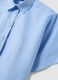 Camicia azzurra in puro lino a maniche corte regular fit_5