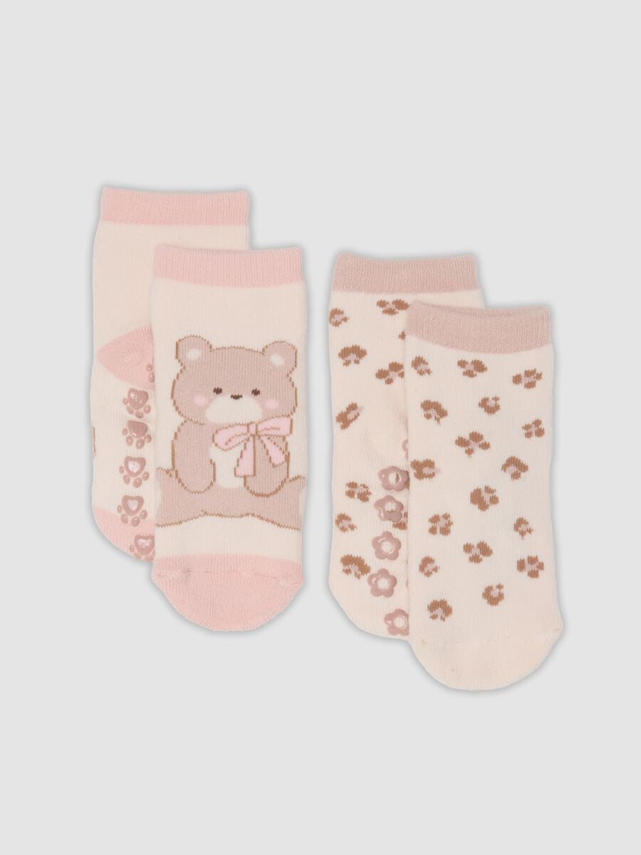 Bipack di calze antiscivolo rosa in cotone organico_0