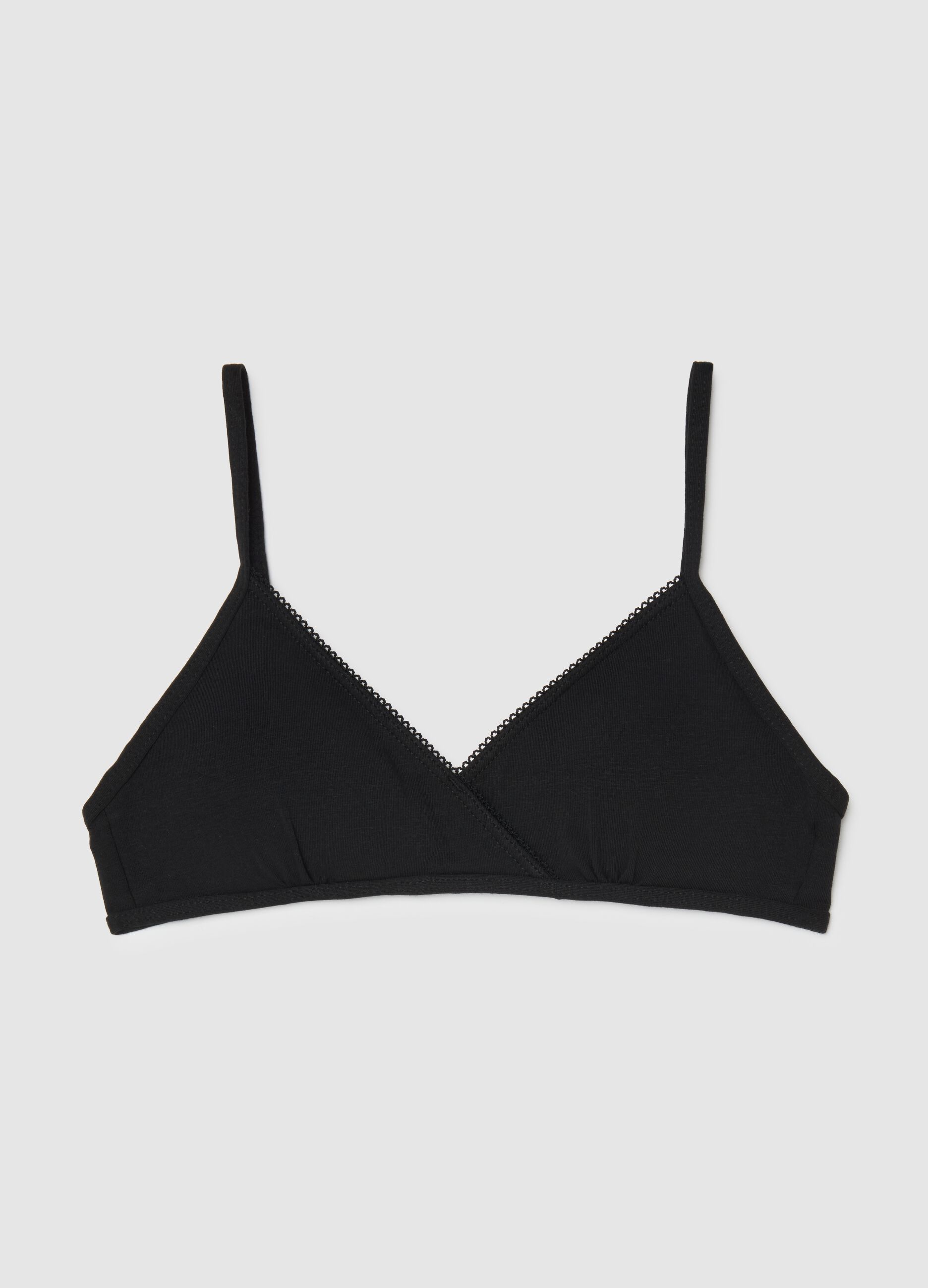Girls' black triangle cotton blend regular fit bra