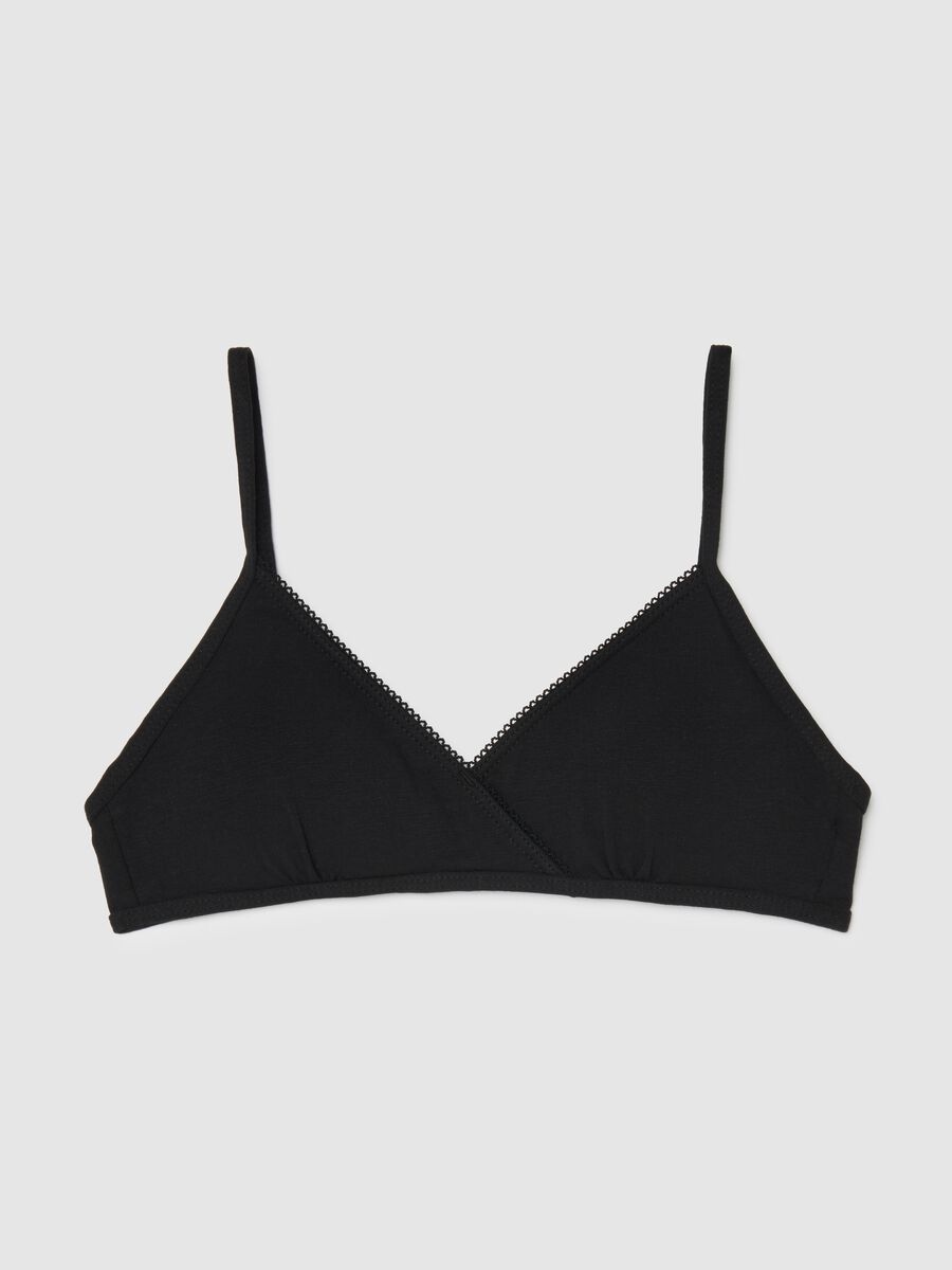 Girls' black triangle cotton blend regular fit bra_0