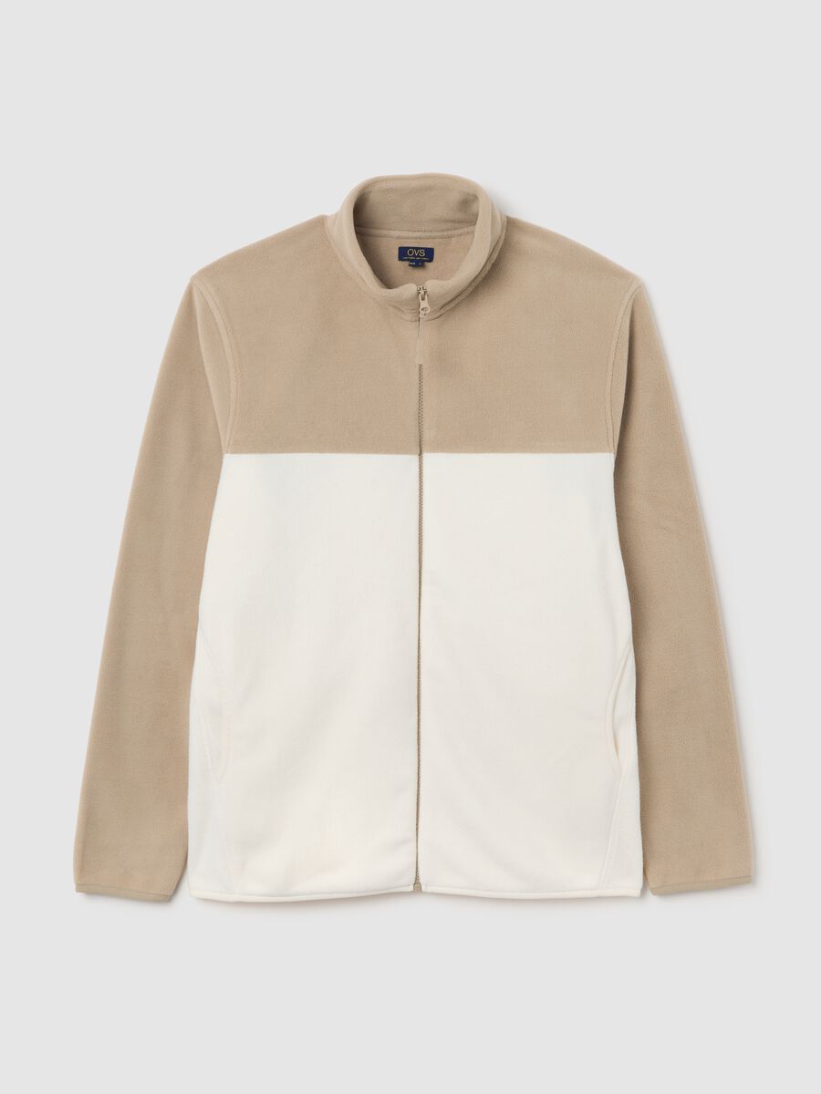 Felpa a collo alto in misto pile multicolor regular fit con zip_4