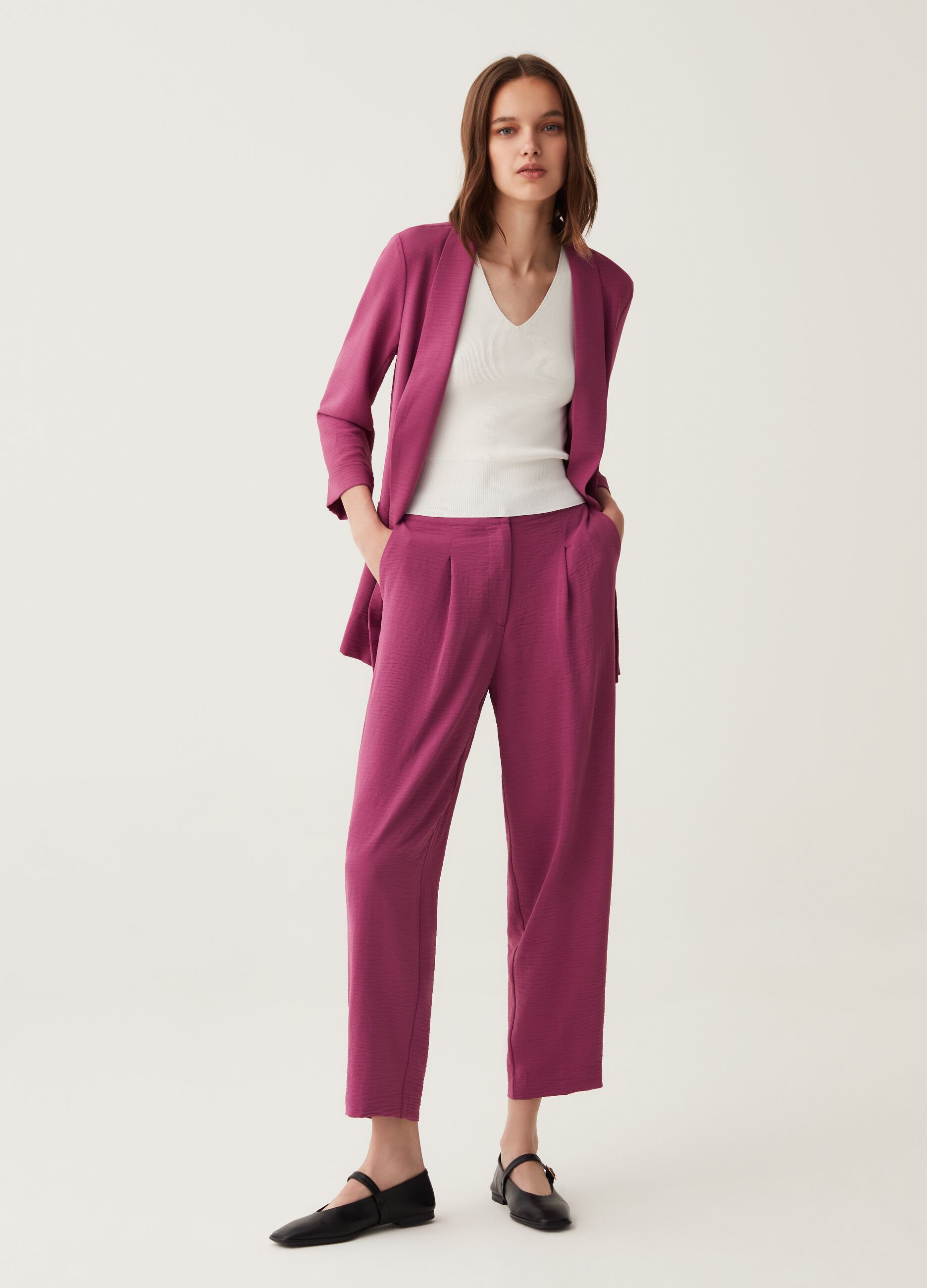 Pantalone a sigaretta in tessuto fluido_0