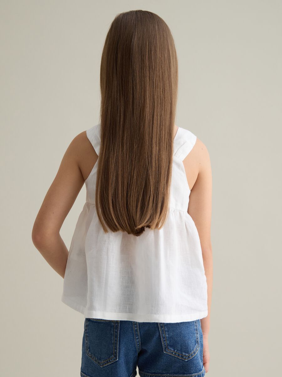Girls' white linen top regular fit_1