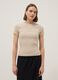 Beige fitted short-sleeve stretch cotton T-shirt_0