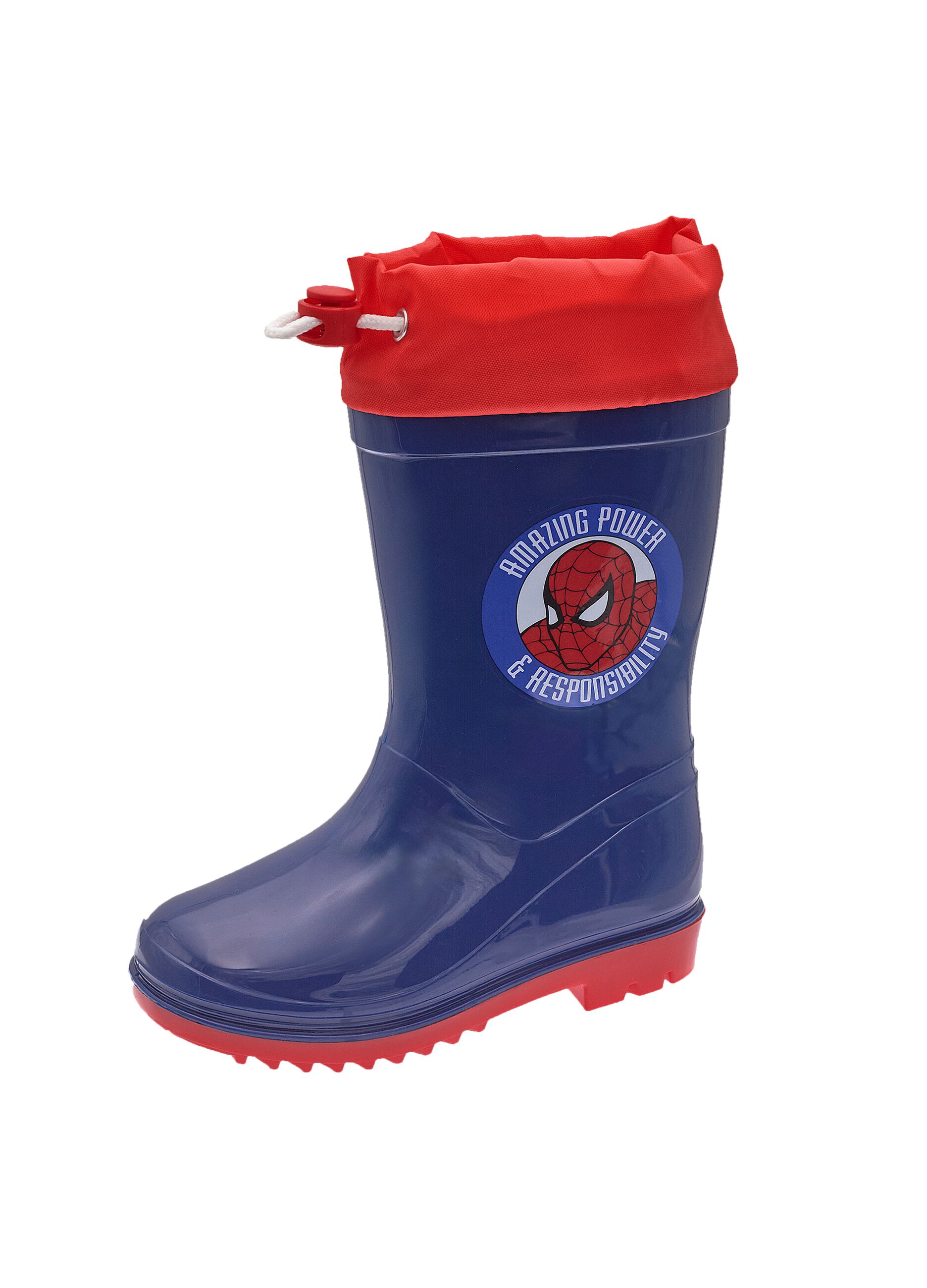 Blue boots with red pattern for girls