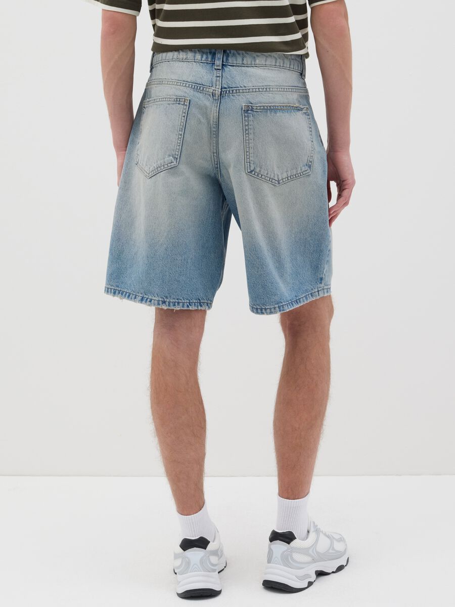 Blue denim shorts with ripped details_2