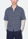 Blue checked cropped pure cotton shirt with layered over-fit sleeves_2