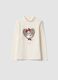 T-shirt bianca in cotone elasticizzato con stampa Minnie_0