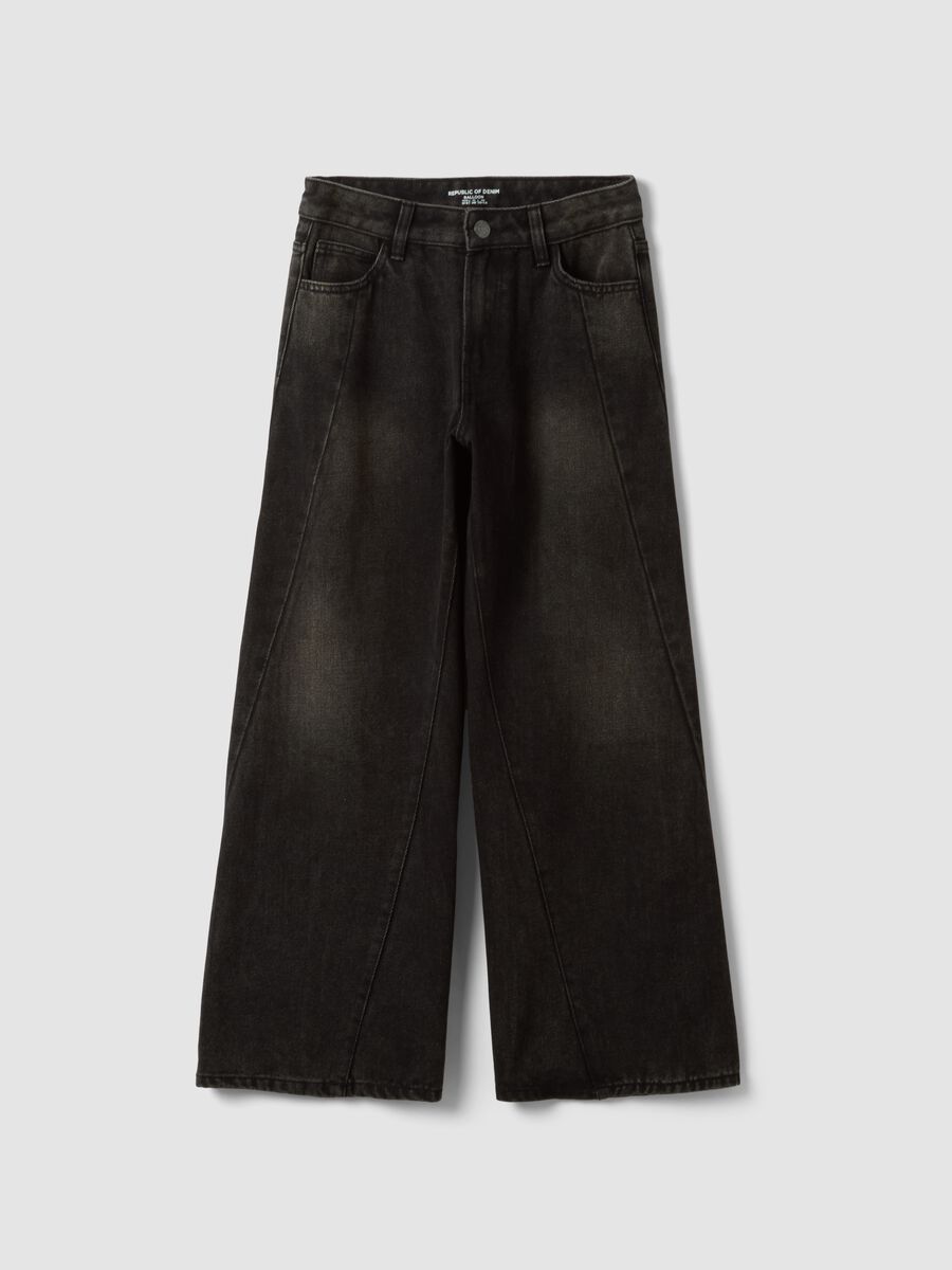 Jeans neri balloon fit in misto cotone, viscosa, lyocell e lana_0