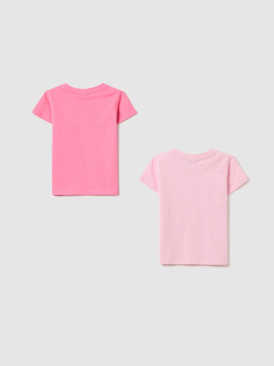 Two-pack pink T-shirts in cotton with print and embroidery_1
