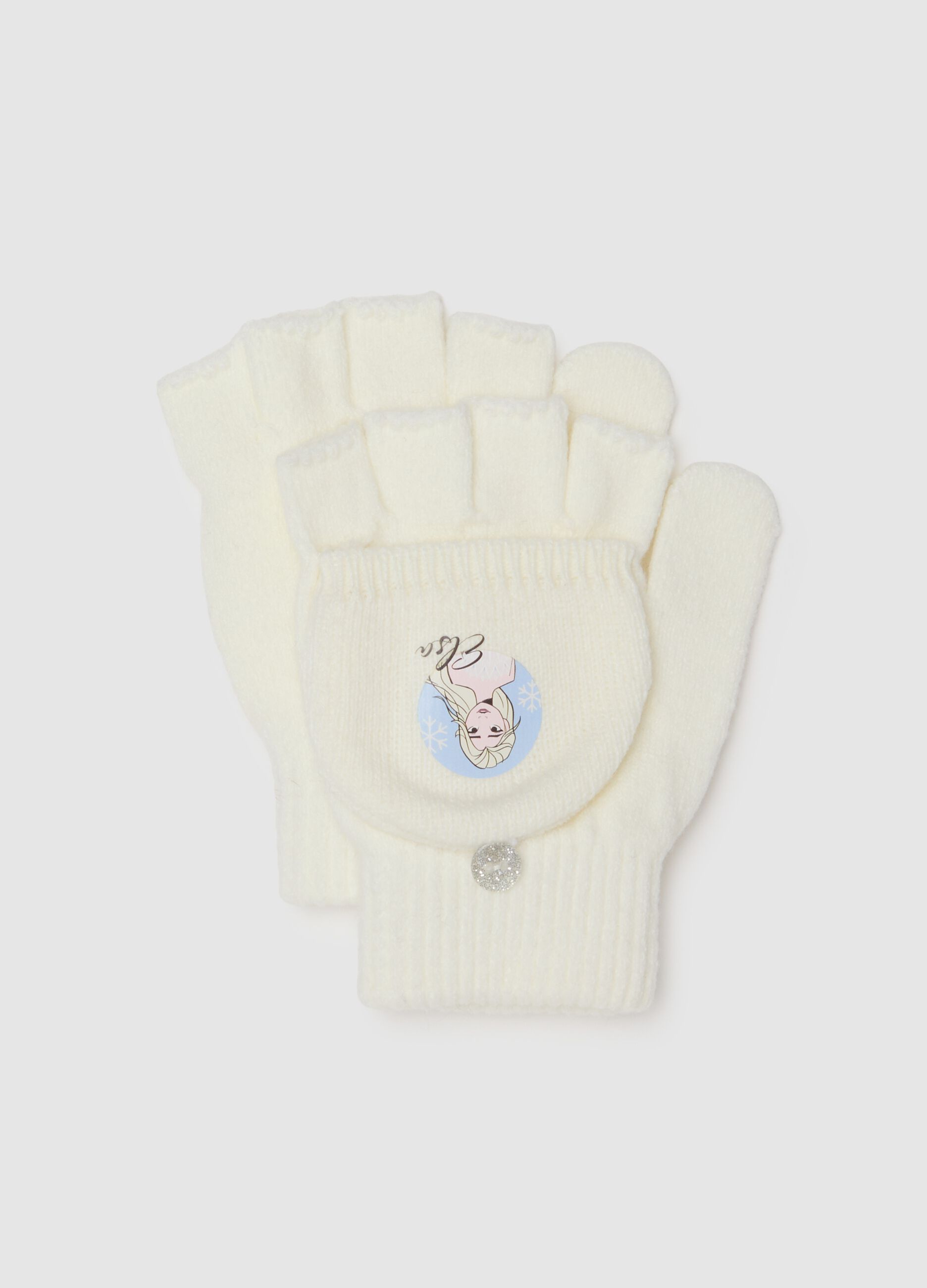 Girls' White Acrylic Gloves