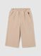 Girl's beige wide-leg cotton blend trousers_0