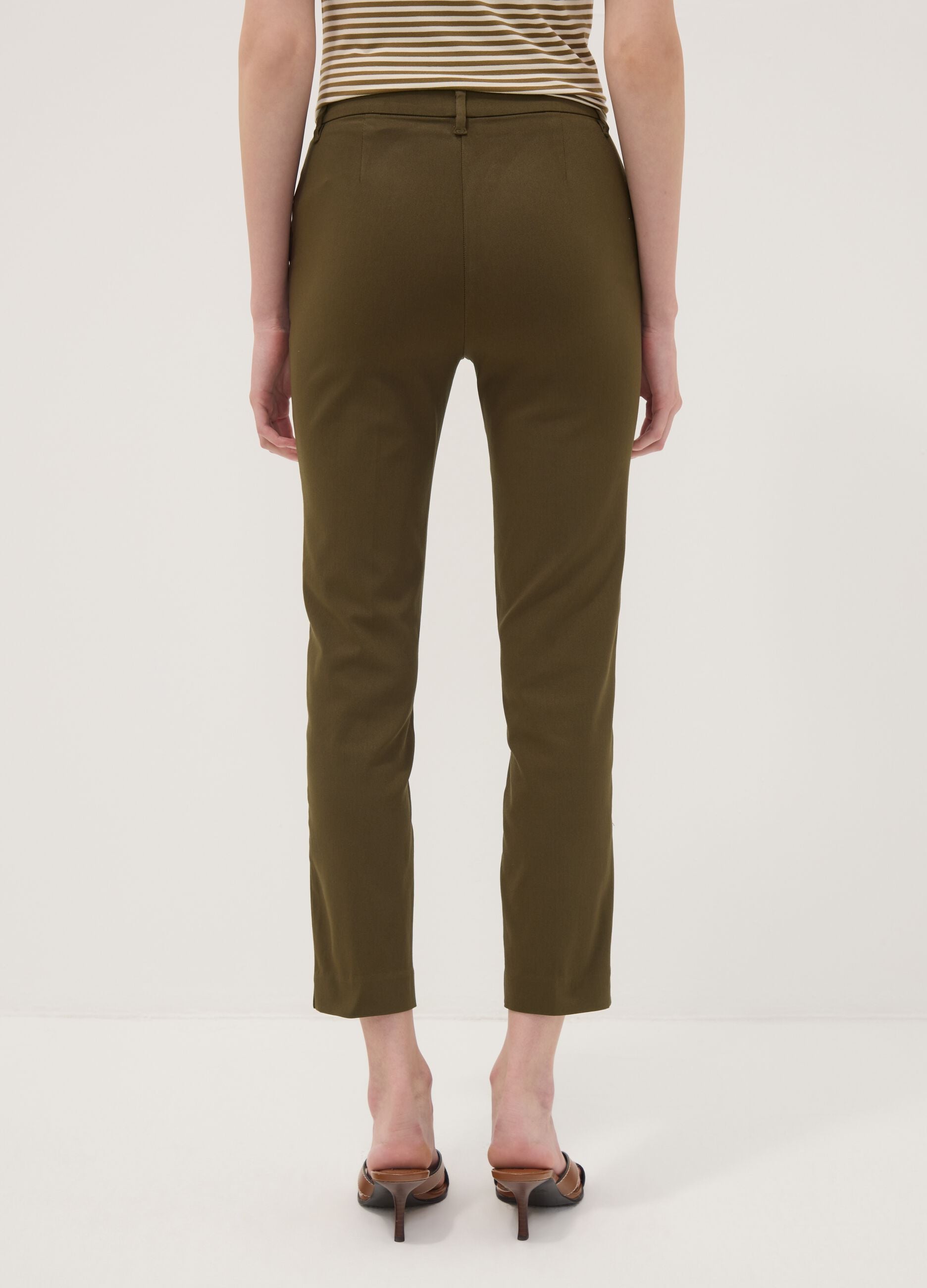 Green slim-fit stretch viscose chino trousers