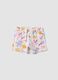 White organic cotton floral shorts for baby girls_0