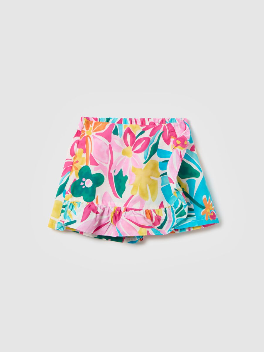 Floral Cotton Shorts for Girls_0